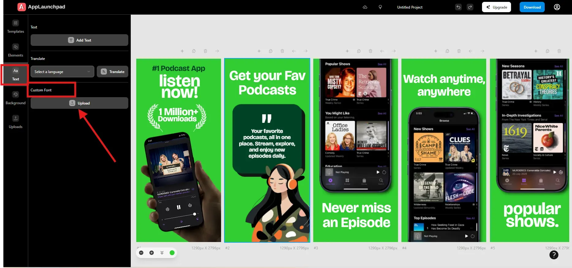 Add custom font on app store screenshots