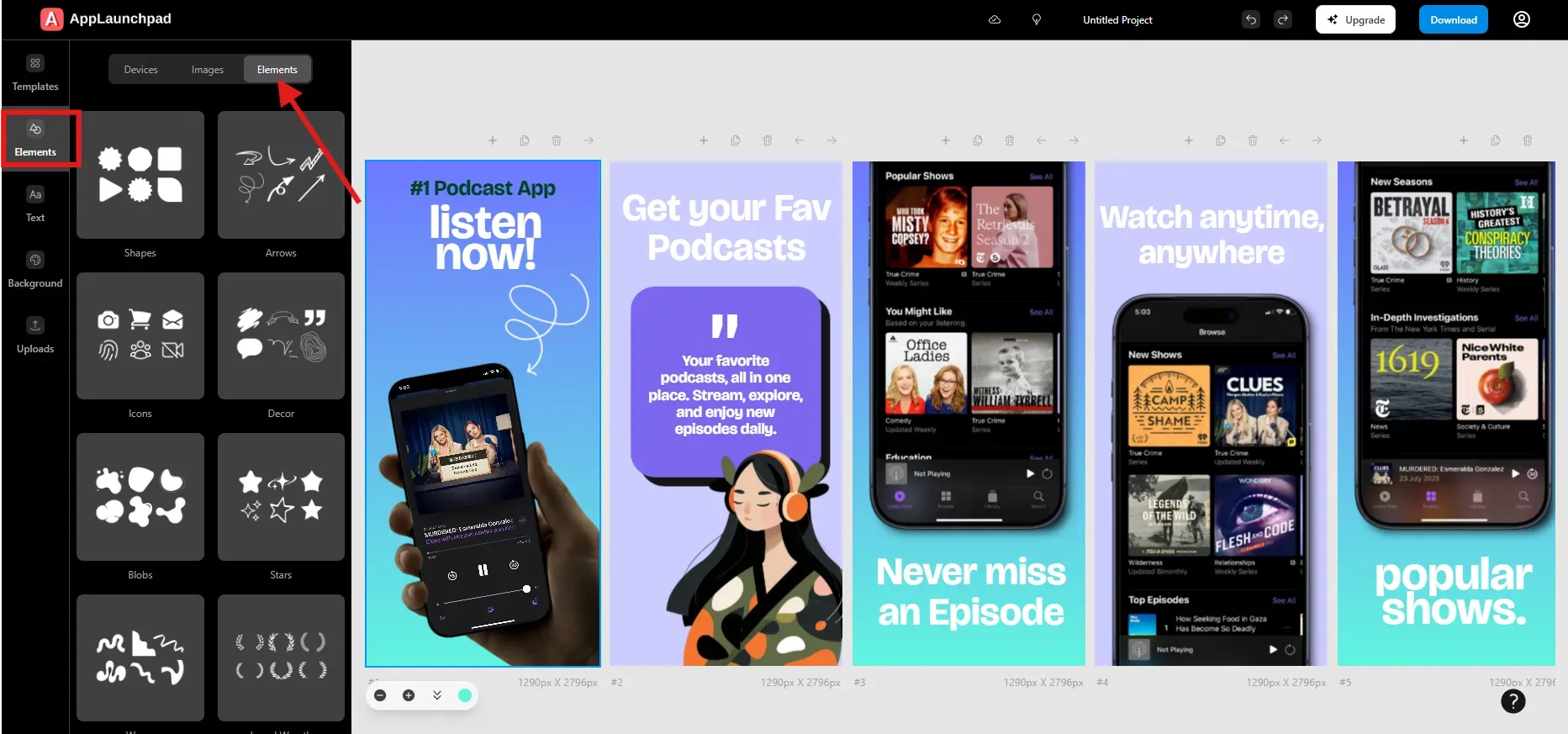 Add Design Elements On App Store Screenshots In AppLaunchpad
