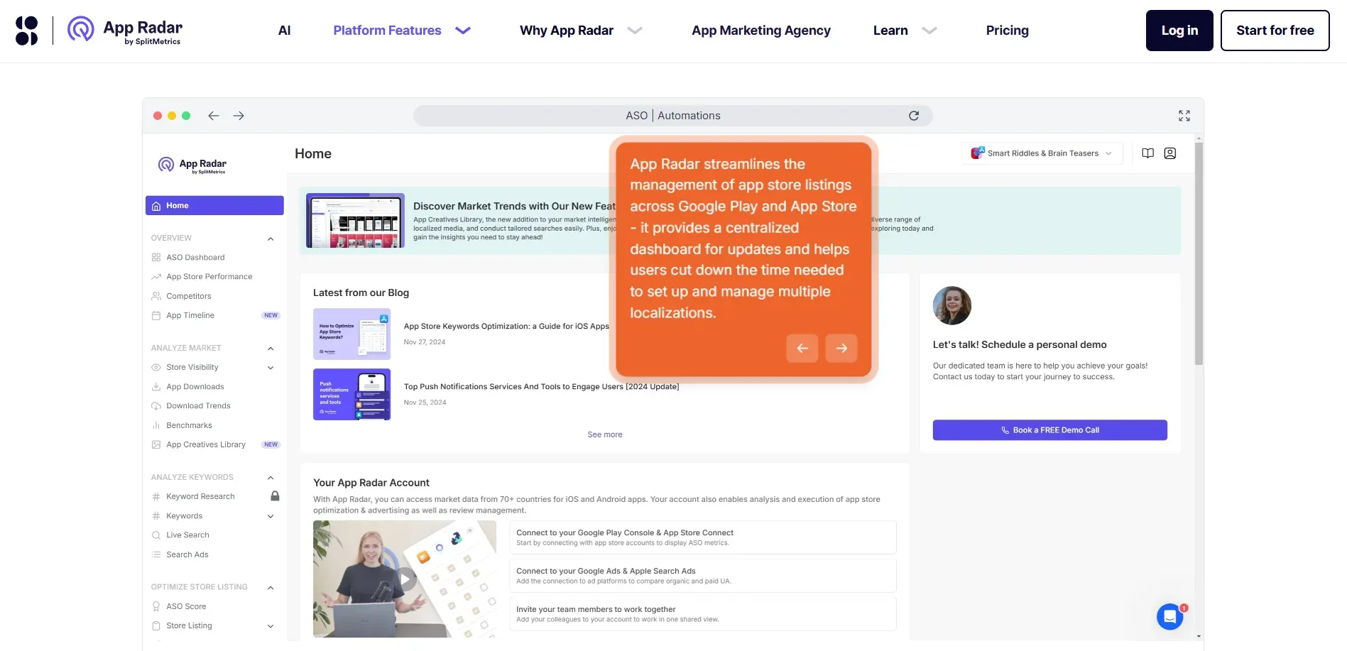 App Radar’s documentation page