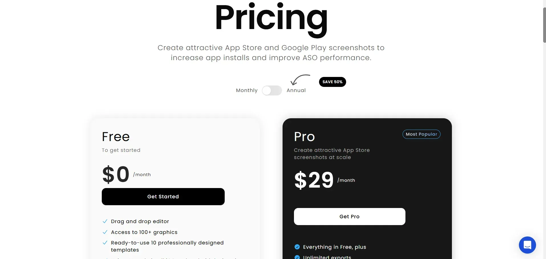 AppLaunchpad pricing page