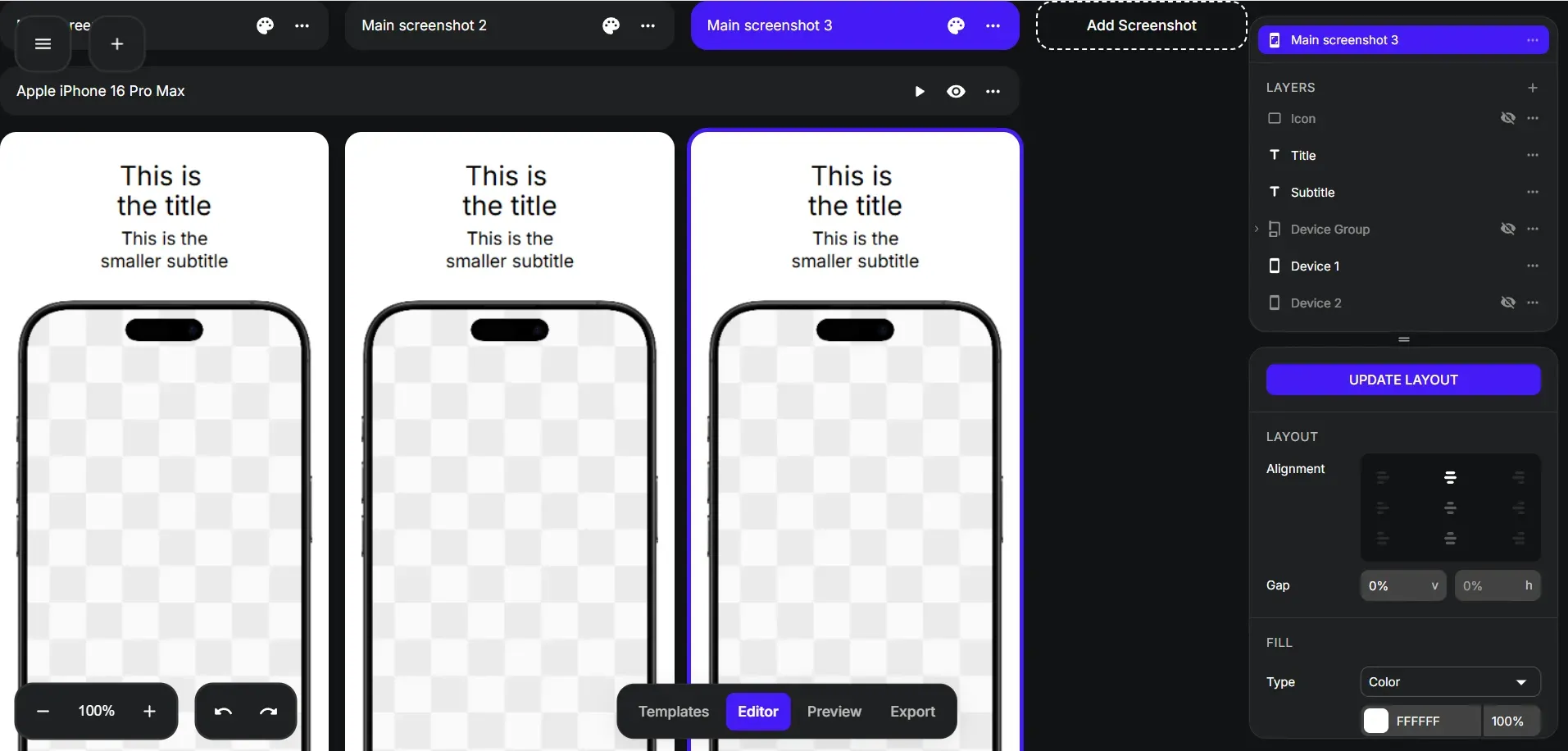 AppMockUp screenshot editor