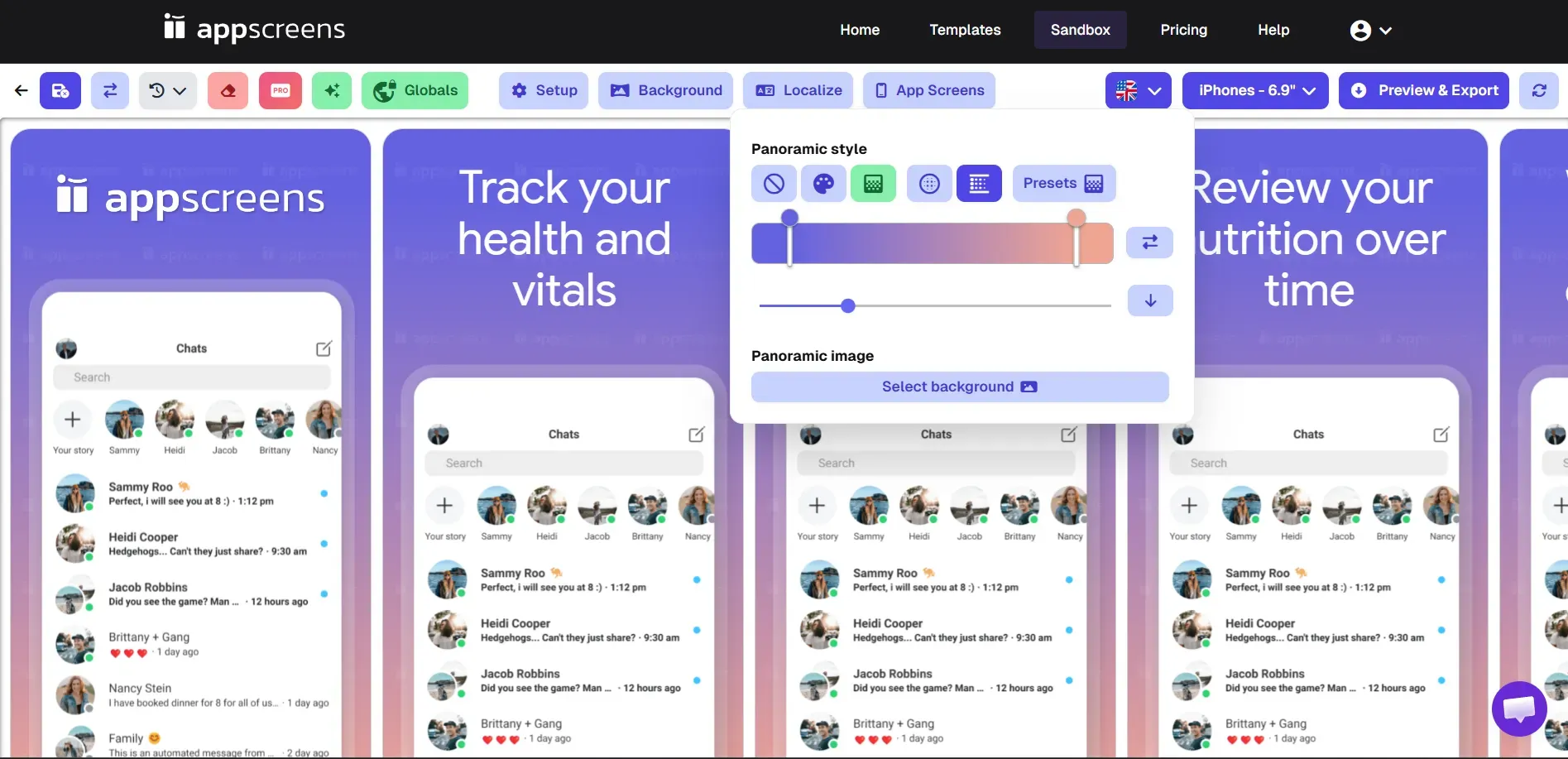 AppScreens screenshot background setting