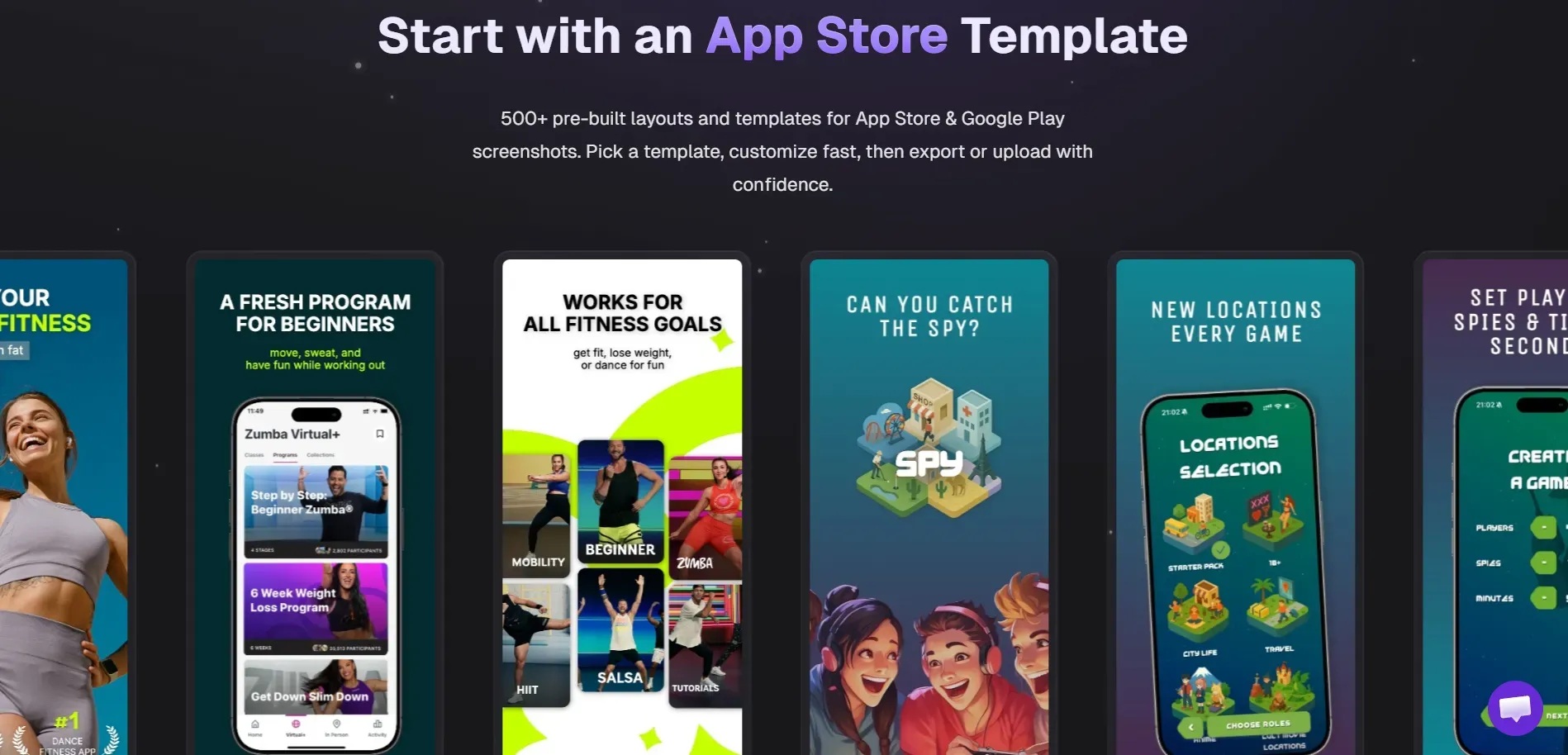 AppScreens start with an App Store Template