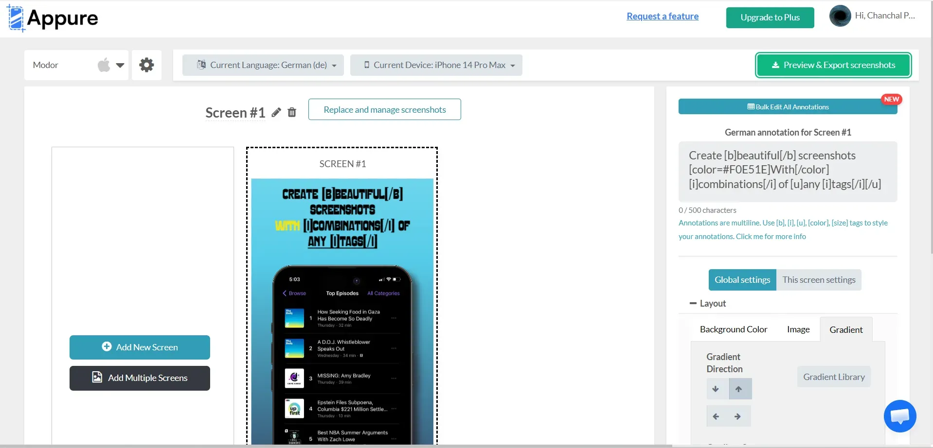 Appure screenshot editor