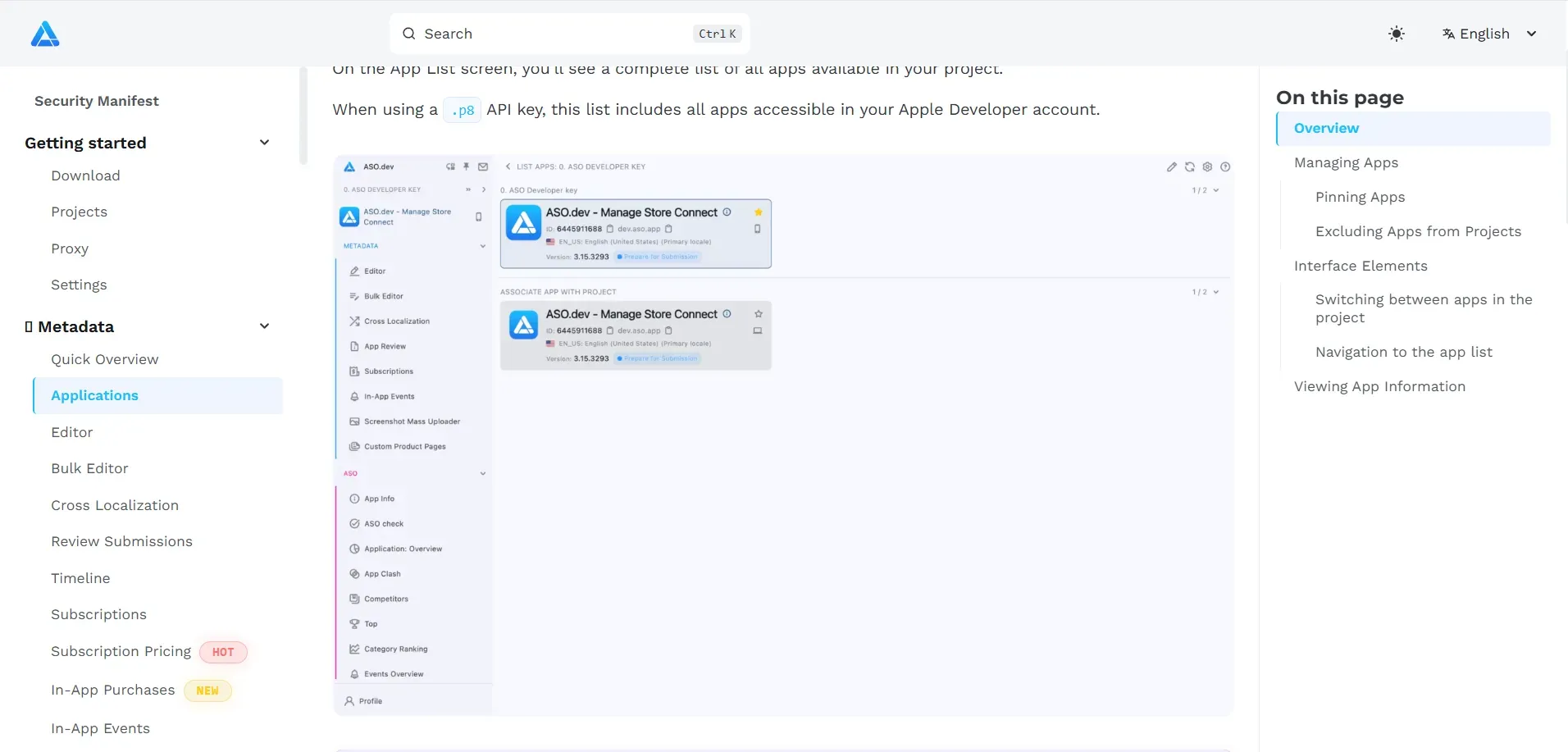 Aso.dev’s documentation page