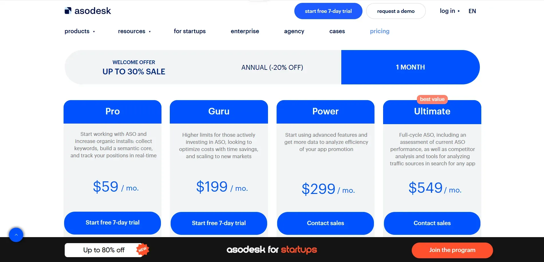 Asodesk’s pricing page