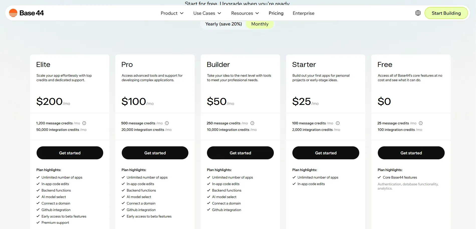 Base44 Pricing Plans