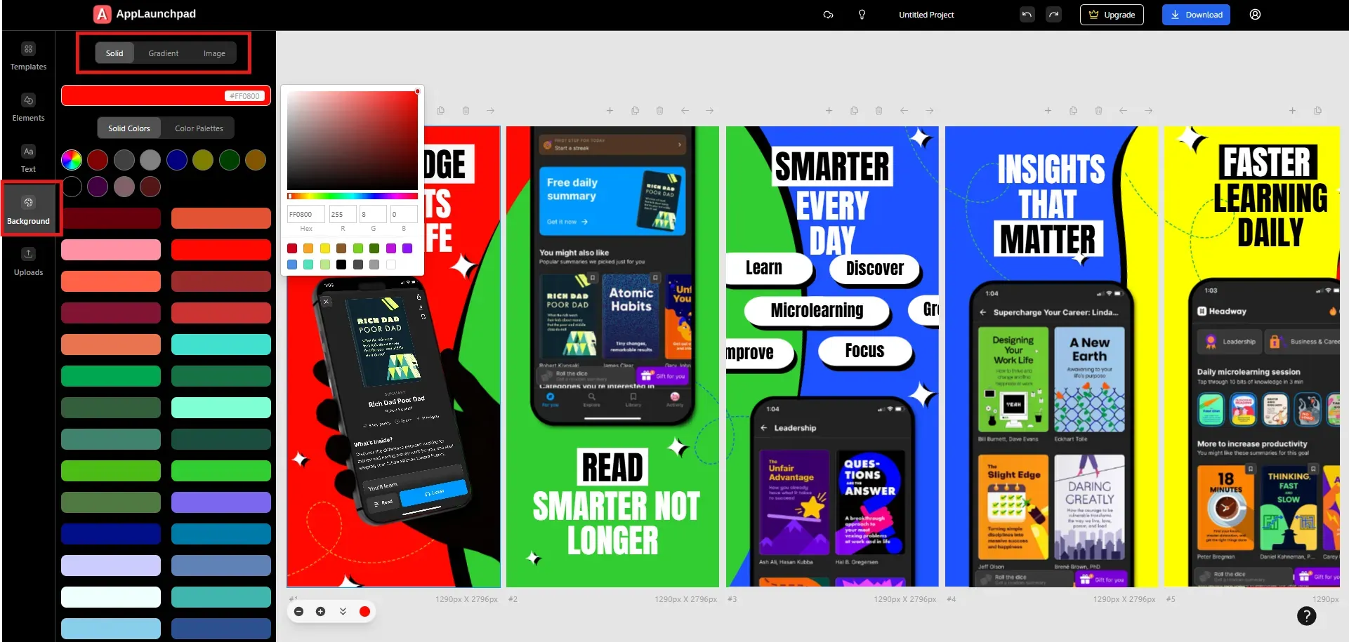 Change background of the screenshots