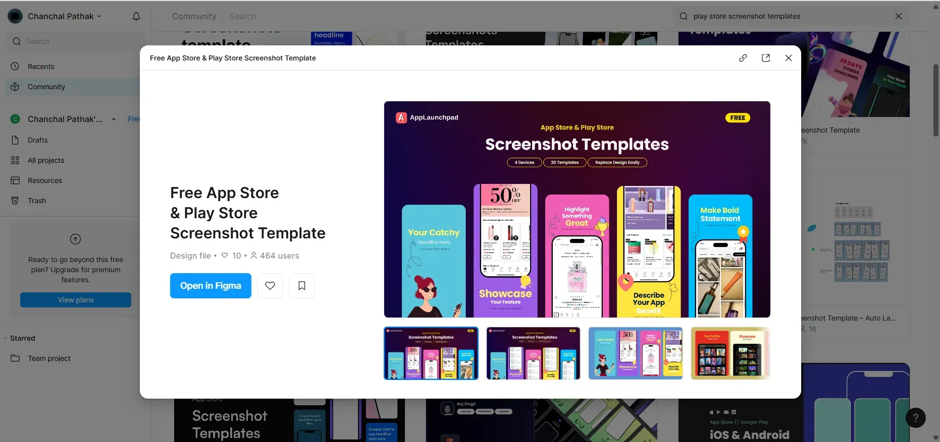 Choose a pre-designed template in figma