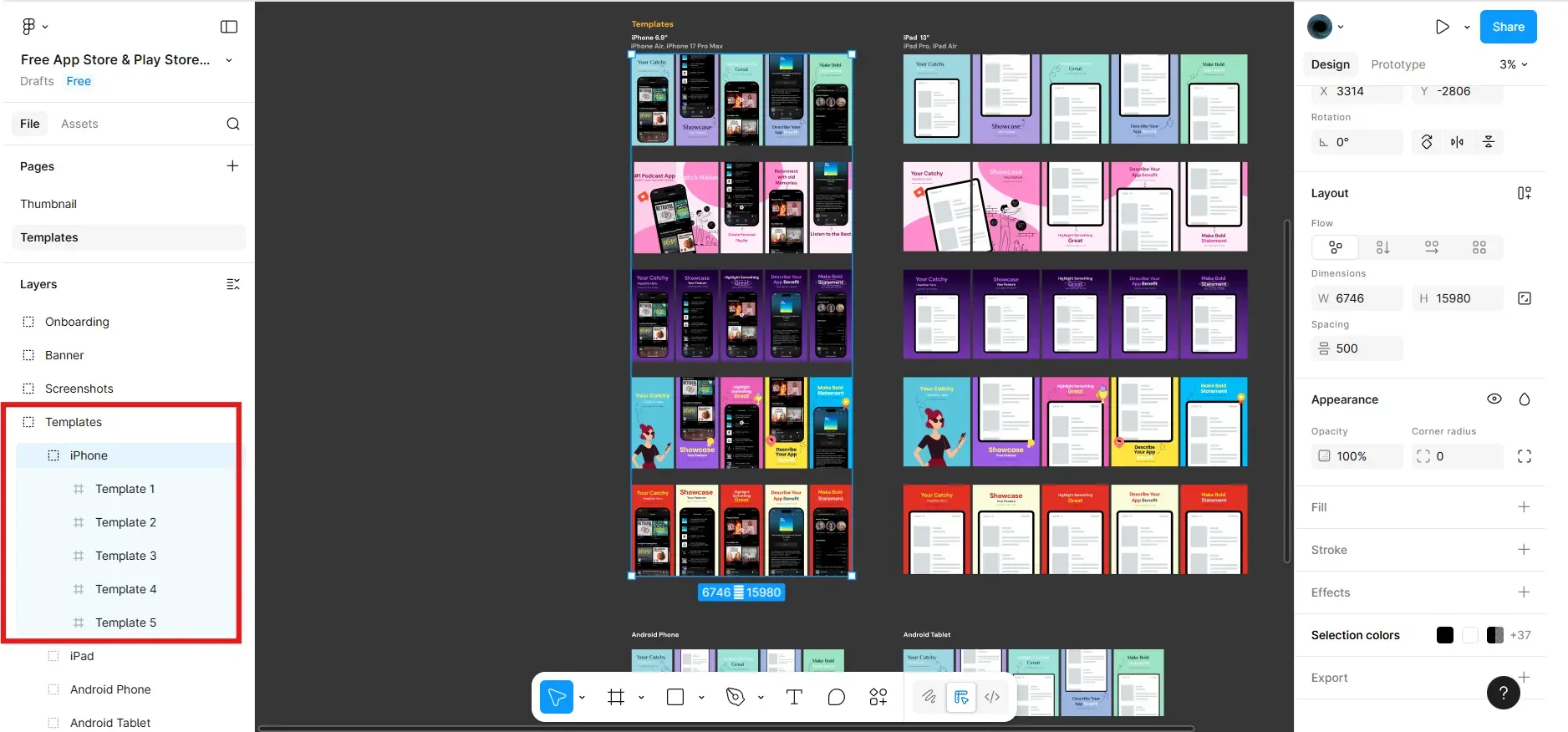 Select iPhone Template For App Store Screenshots In Figma