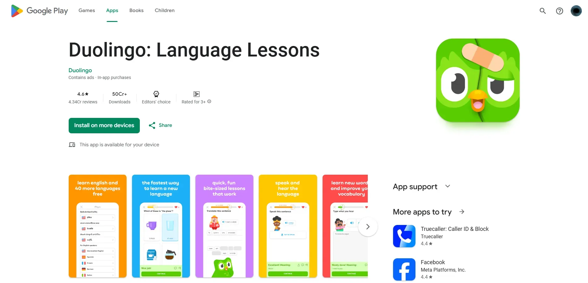 Duolingo Google Play Store screenshots