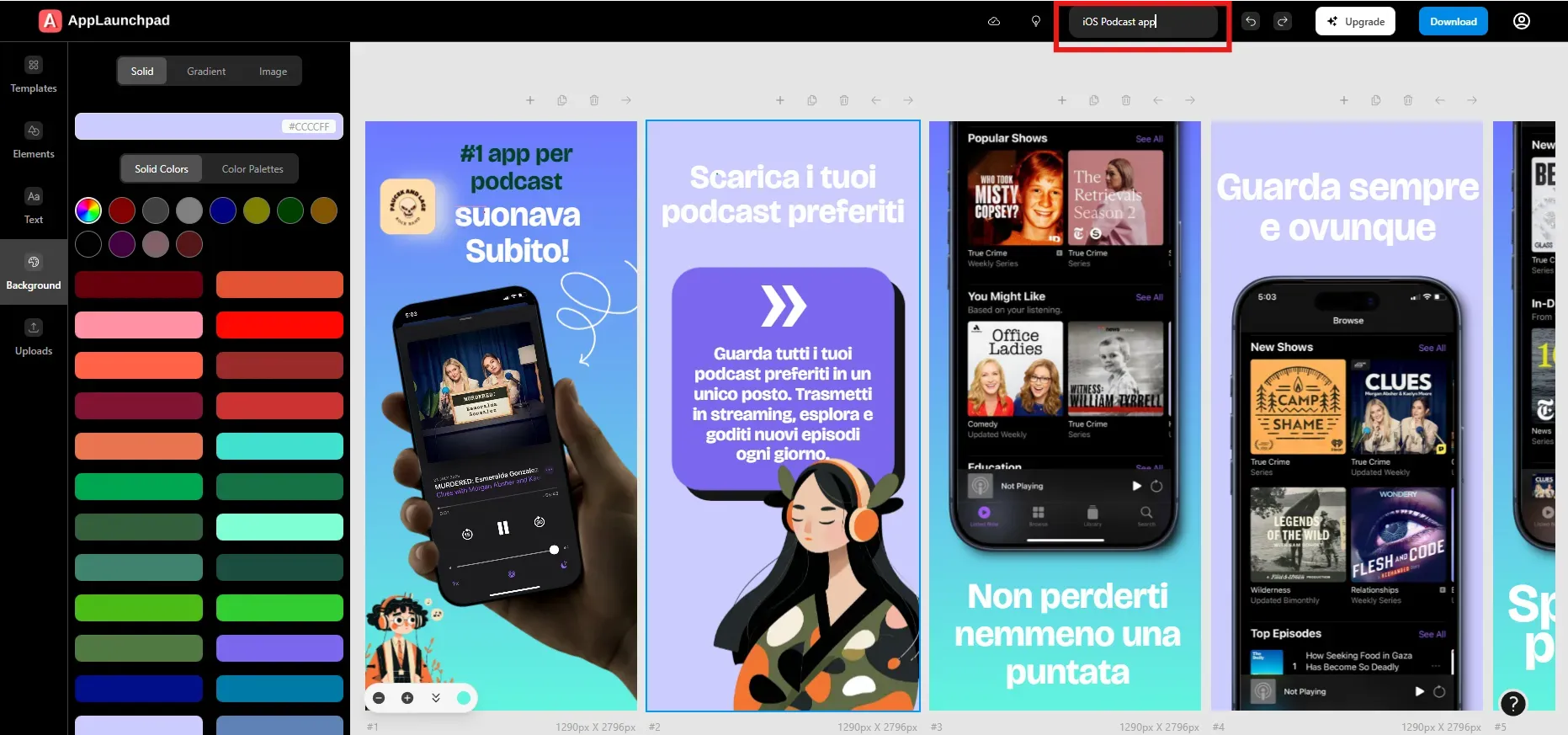Give a name to your app store screenshots