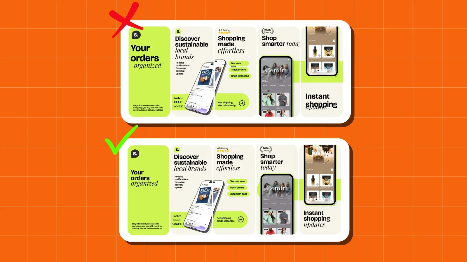 Design clear and clean app screenshots
