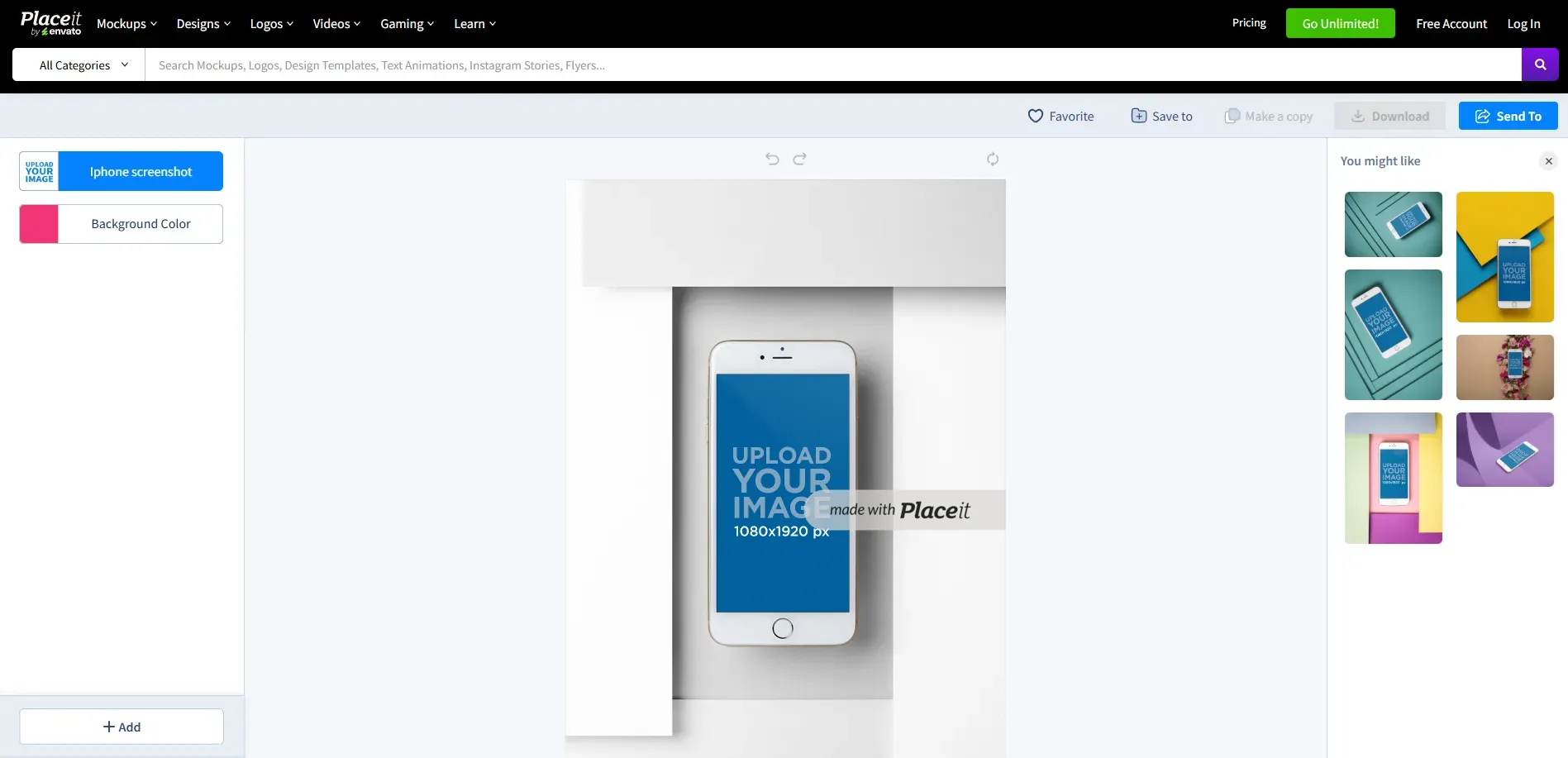 iPhone mockups in Placeit