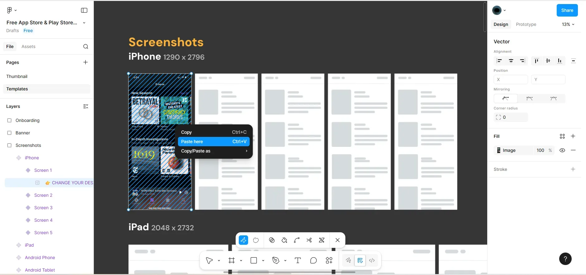 Paste App Screens Into App Store Screenshots Placeholders