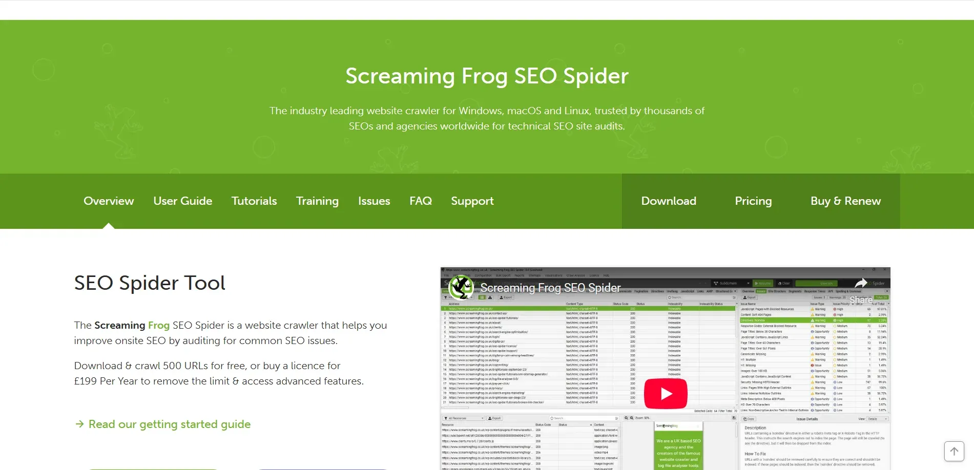 Screaming Frog website crawler