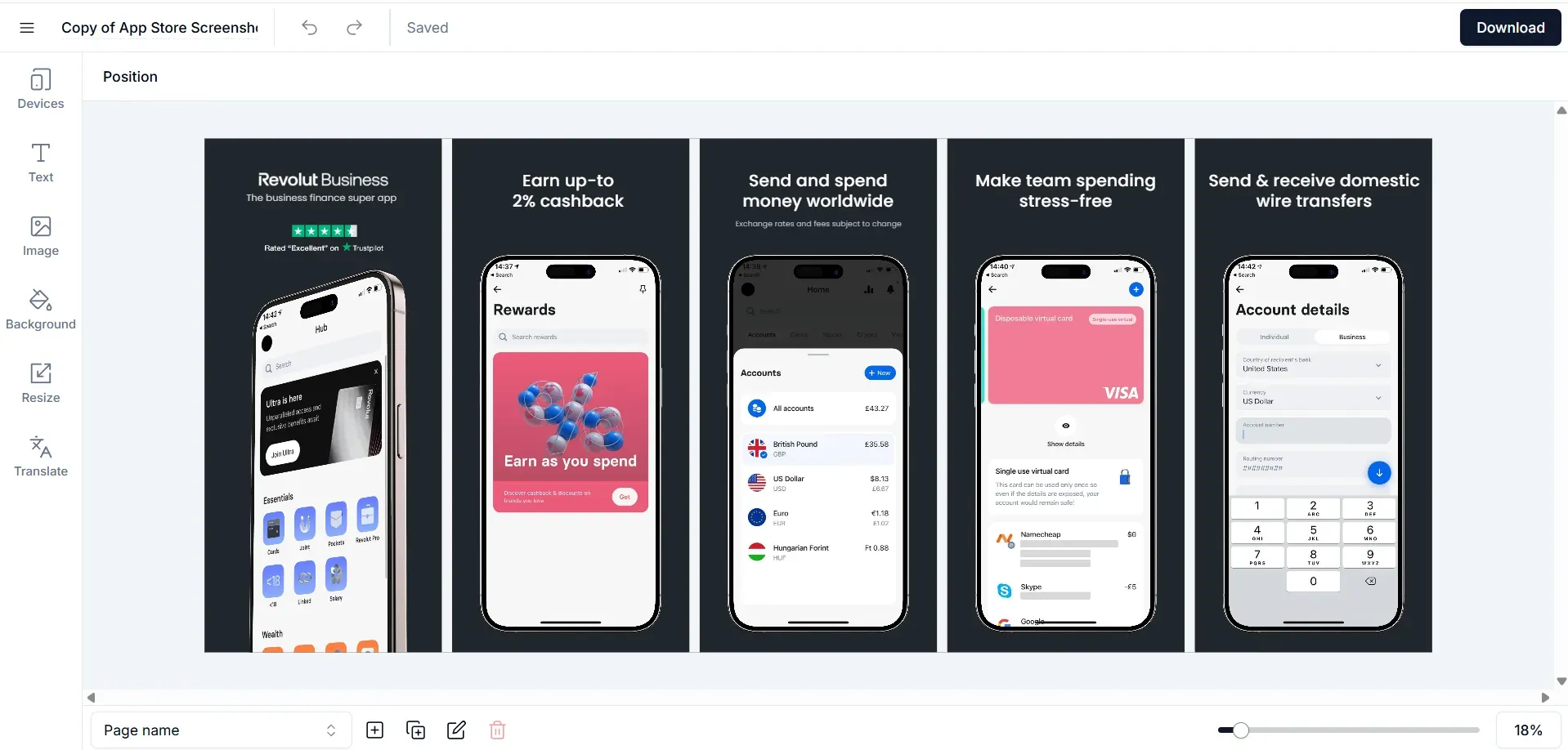 Panoramic app store screenshots on Screenshots.pro