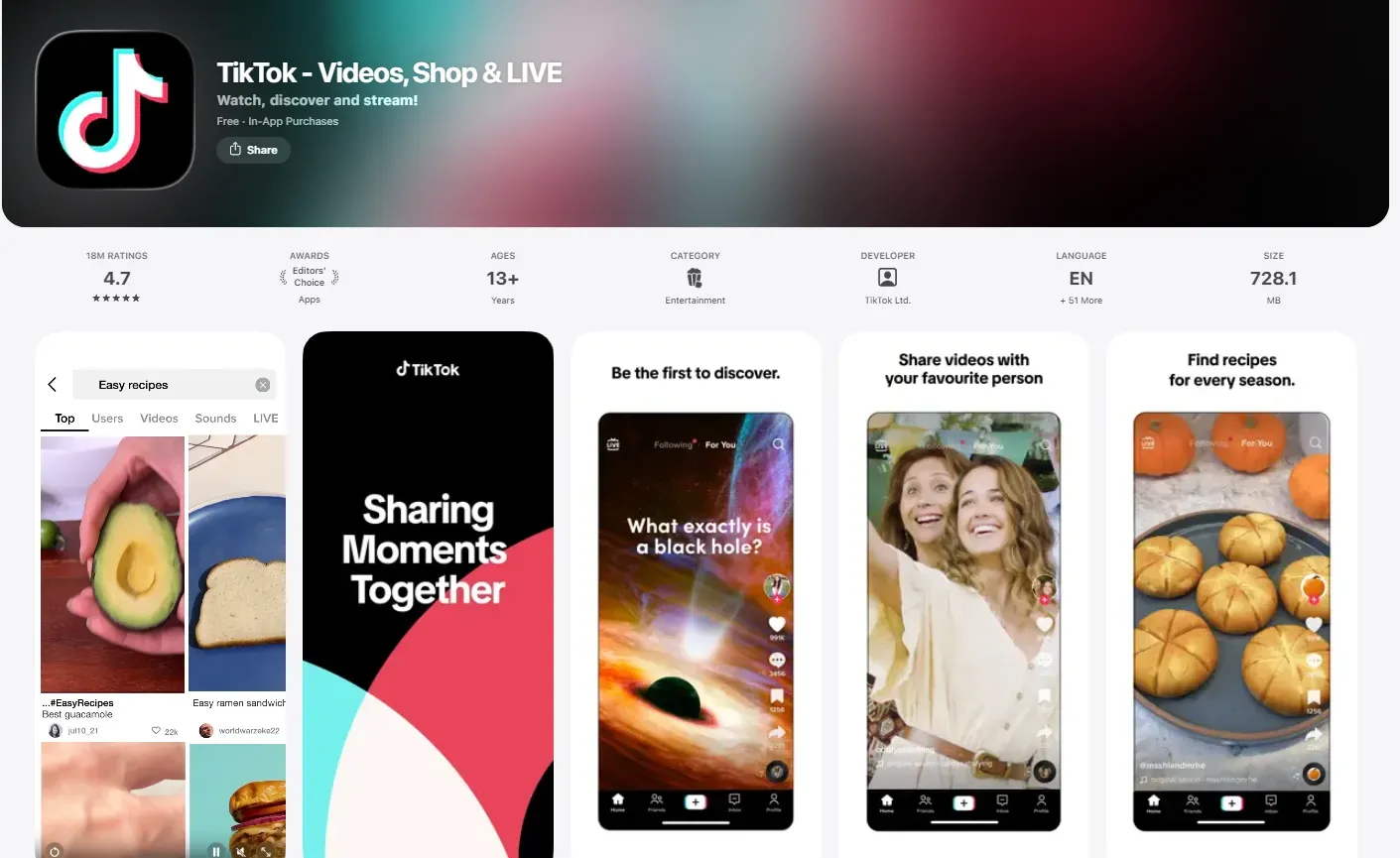 TikTok App Store screenshots