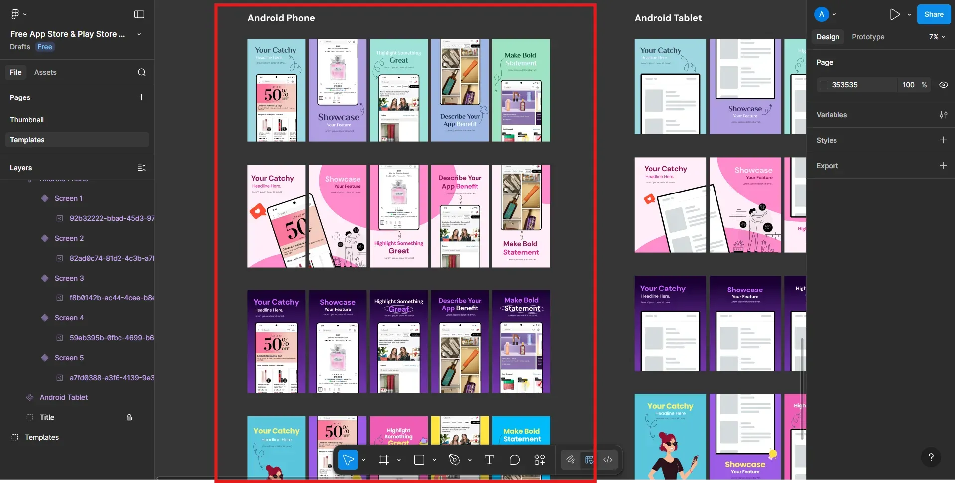 Updated play store screenshot templates with added app screens