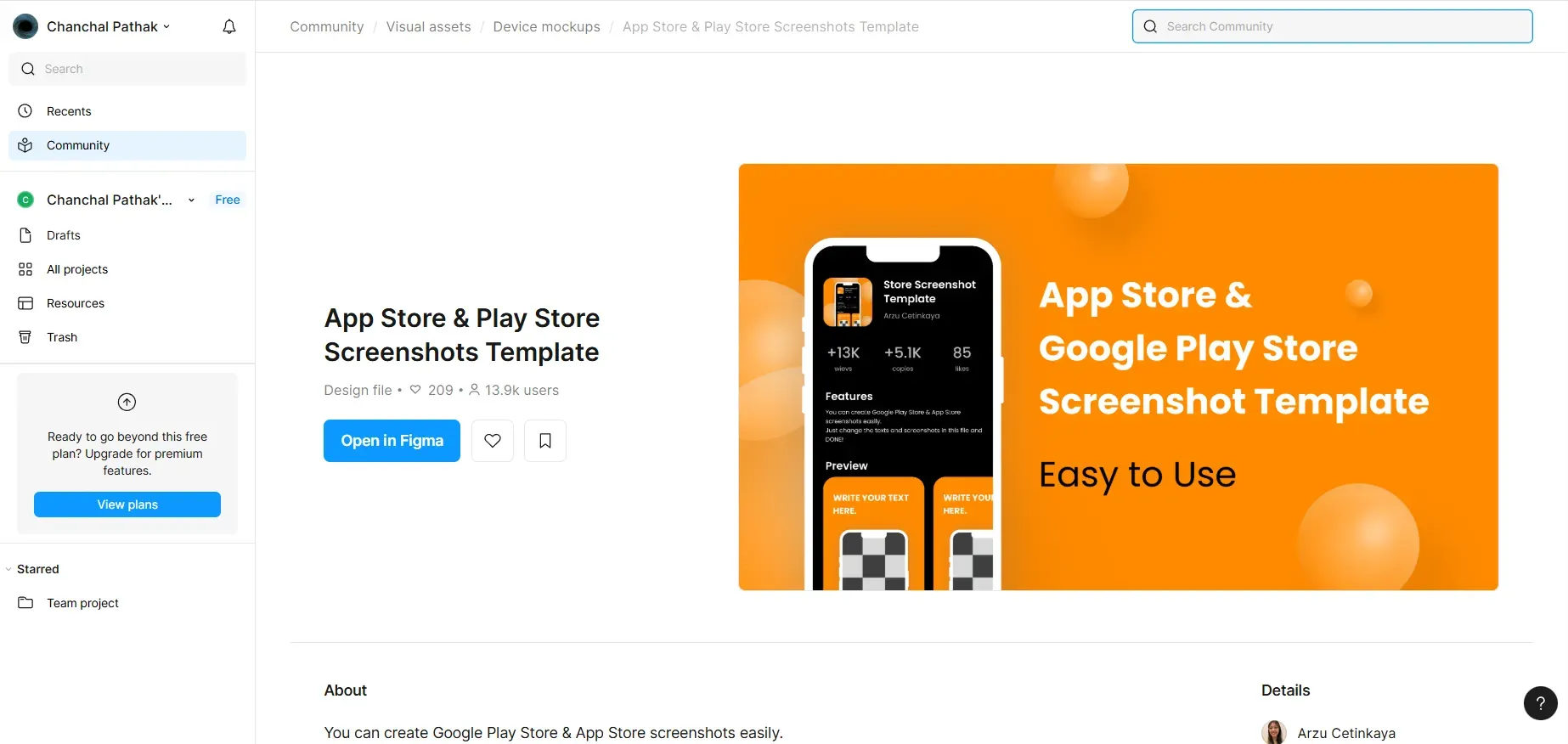 Using pre-designed templates to create play store screenshots in figma