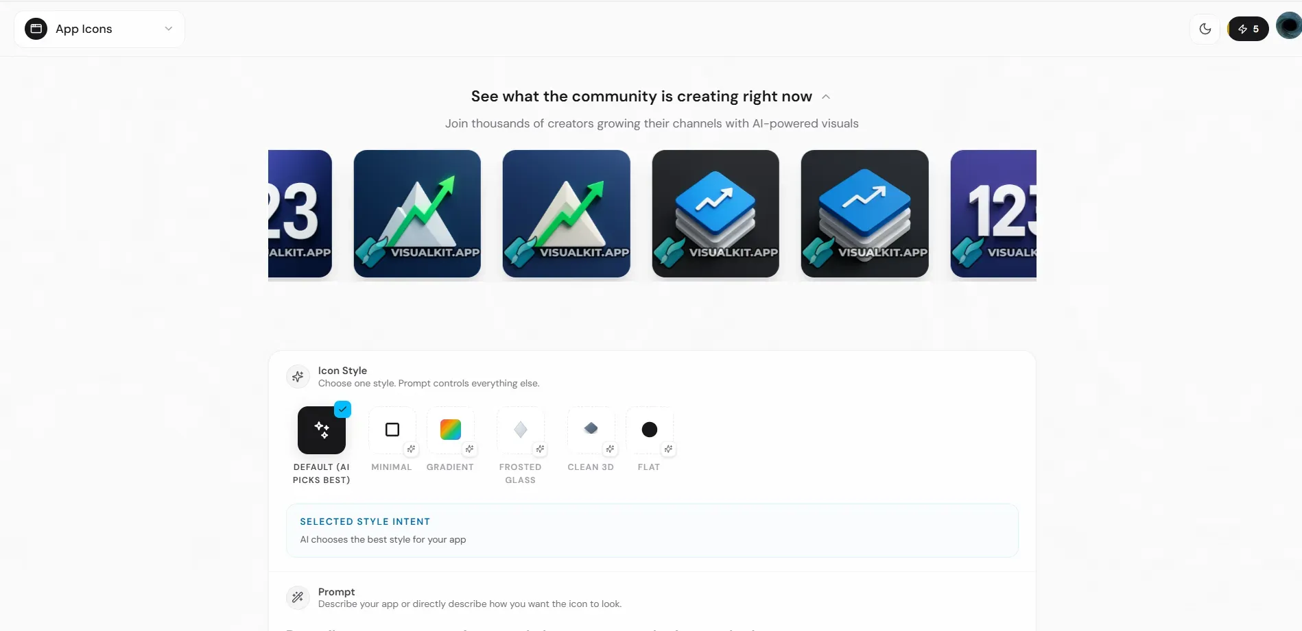 VisualKit App Icon Generator dashboard 