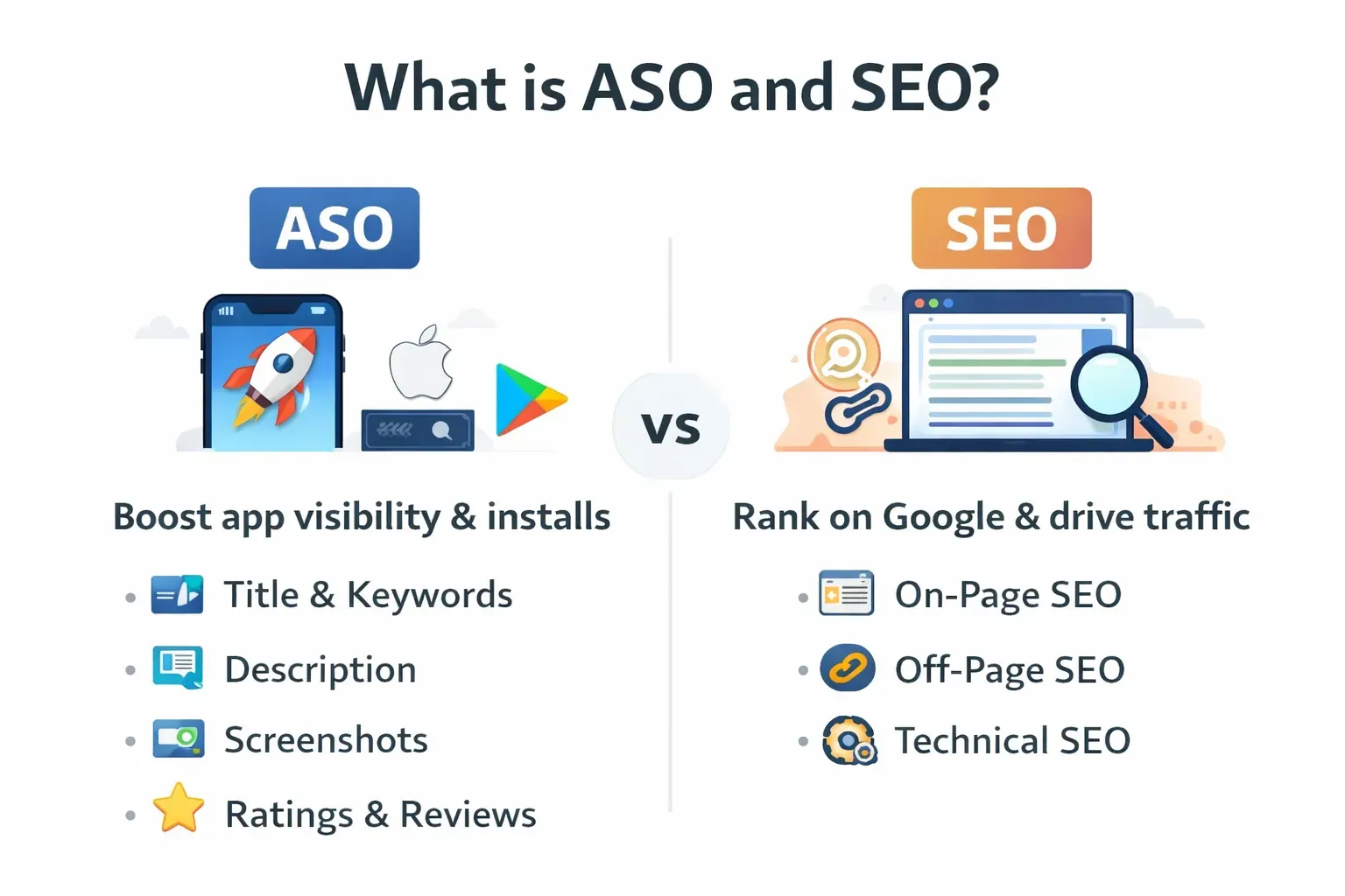 Difference between ASO and SEO