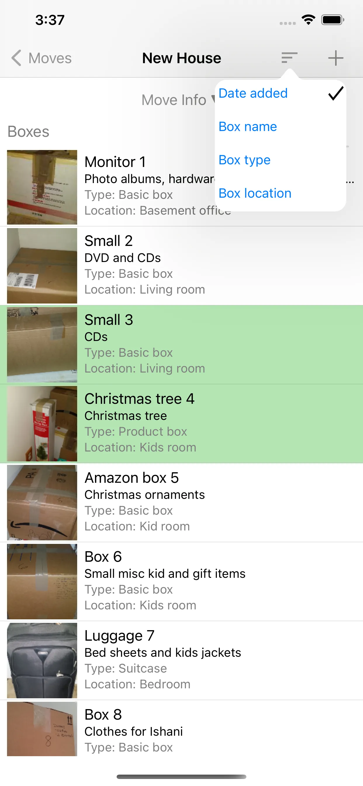 Moving Organizer Lite iphone screenshot 2