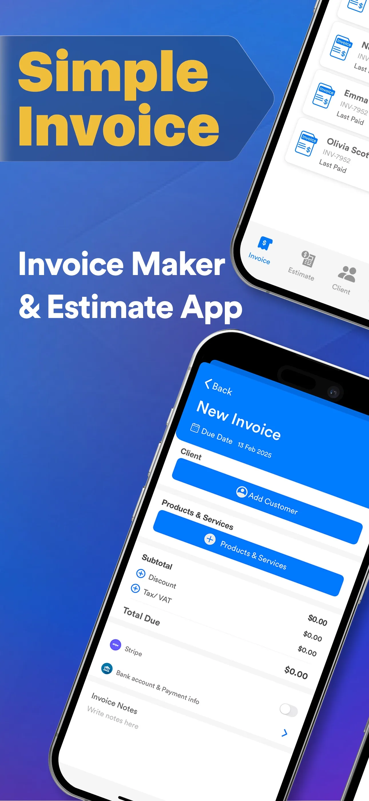Invoice maker: Easy Estimate iphone screenshot 1