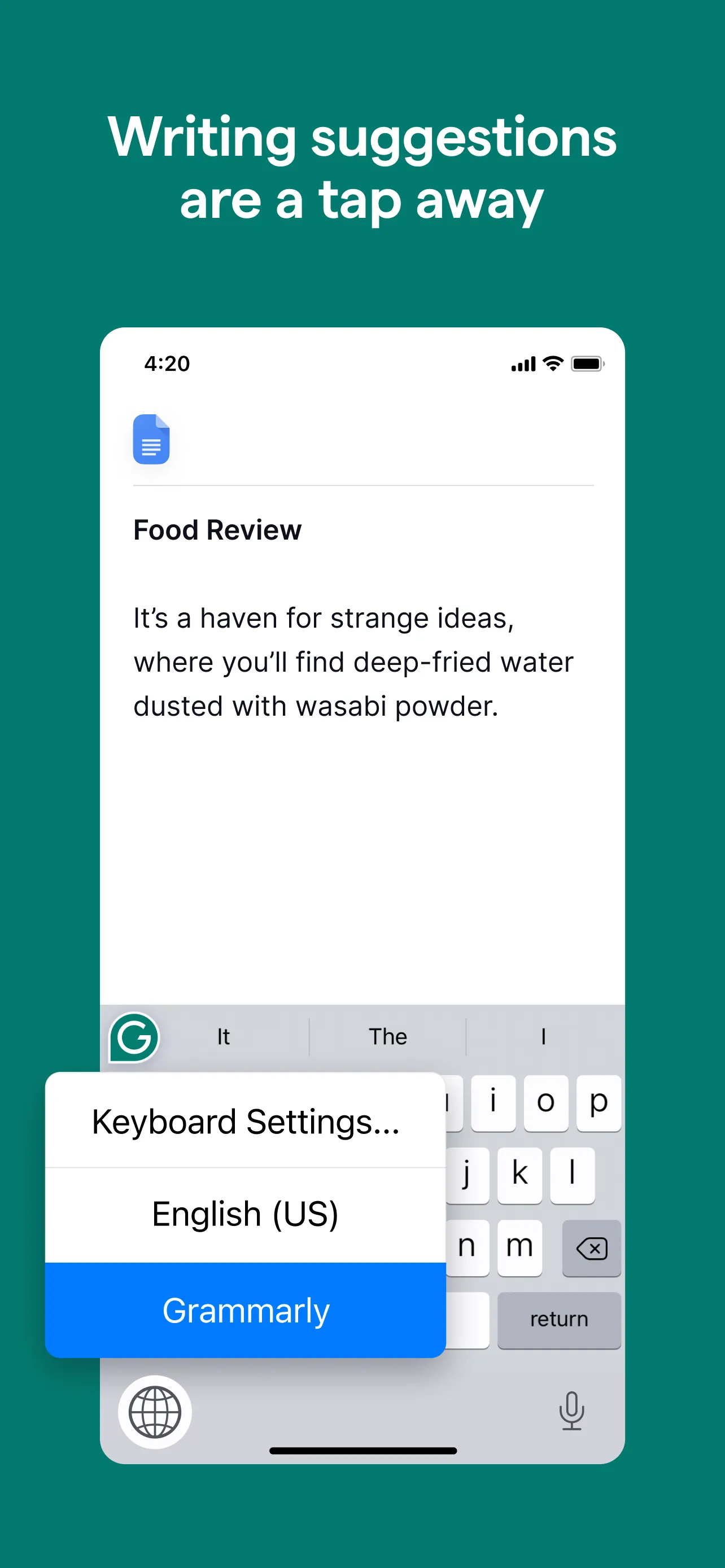 Grammarly: AI Writing Keyboard iphone screenshot 2
