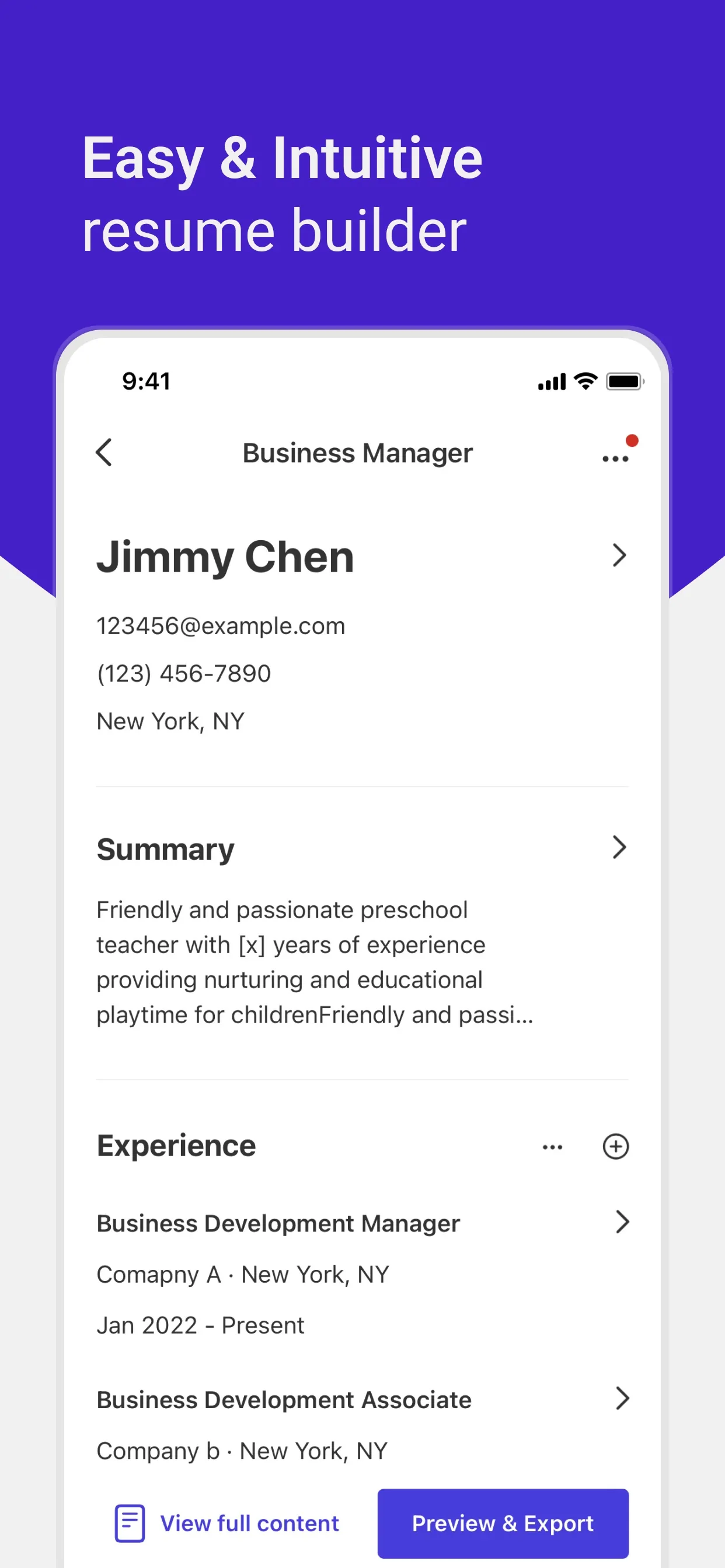 Resume Builder: PDF Resume App iphone screenshot 3