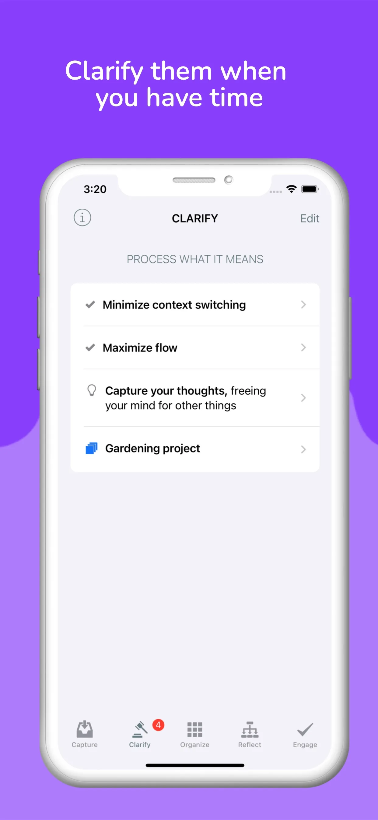Clair GTD Planner Pro iphone screenshot 2
