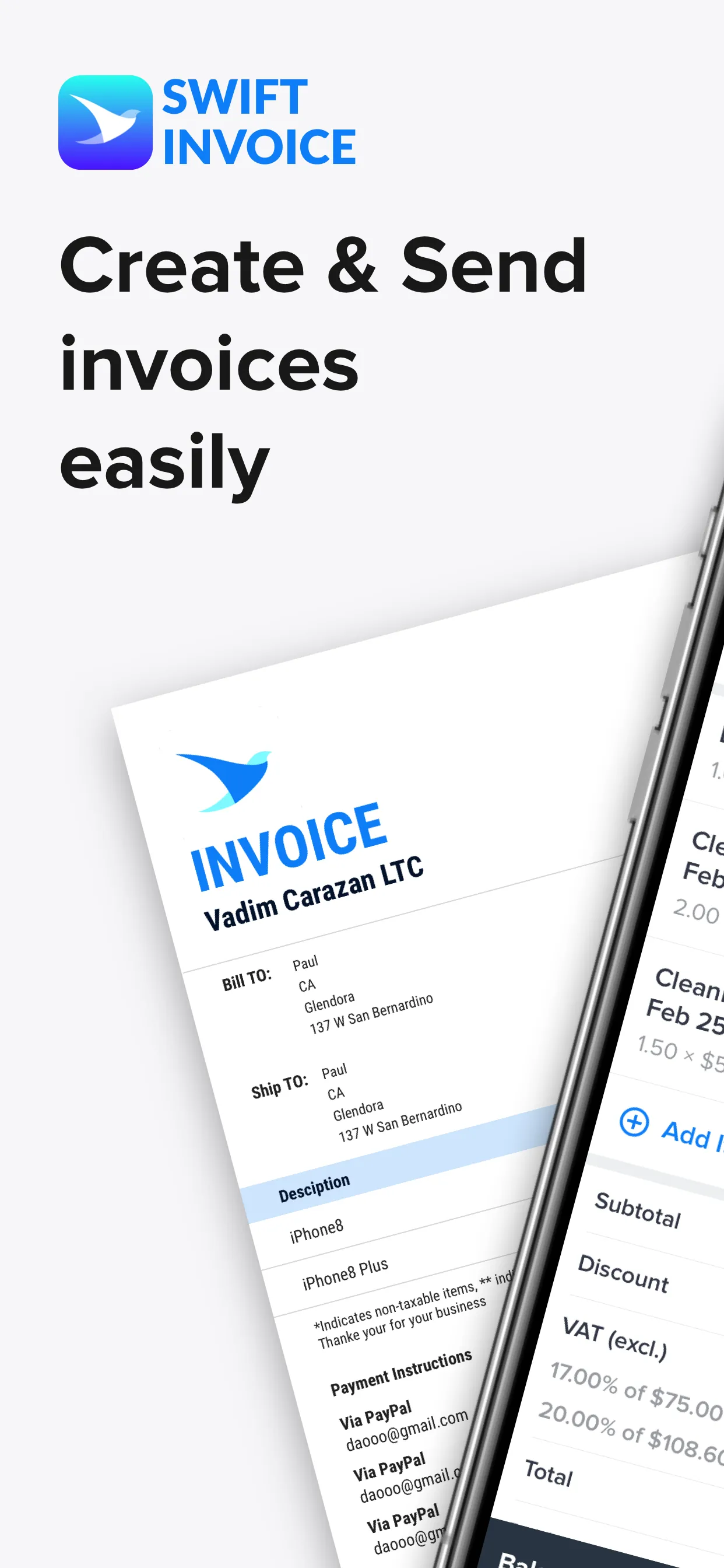 Swift Invoice, Invoice Maker, iphone screenshot 1
