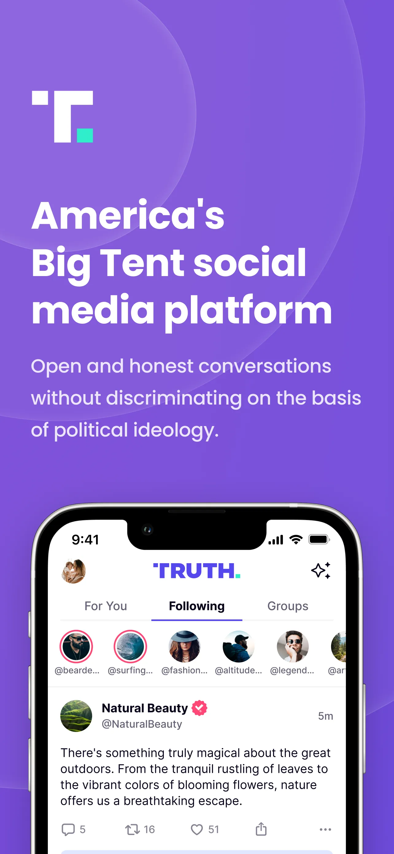 Truth Social iphone screenshot 1