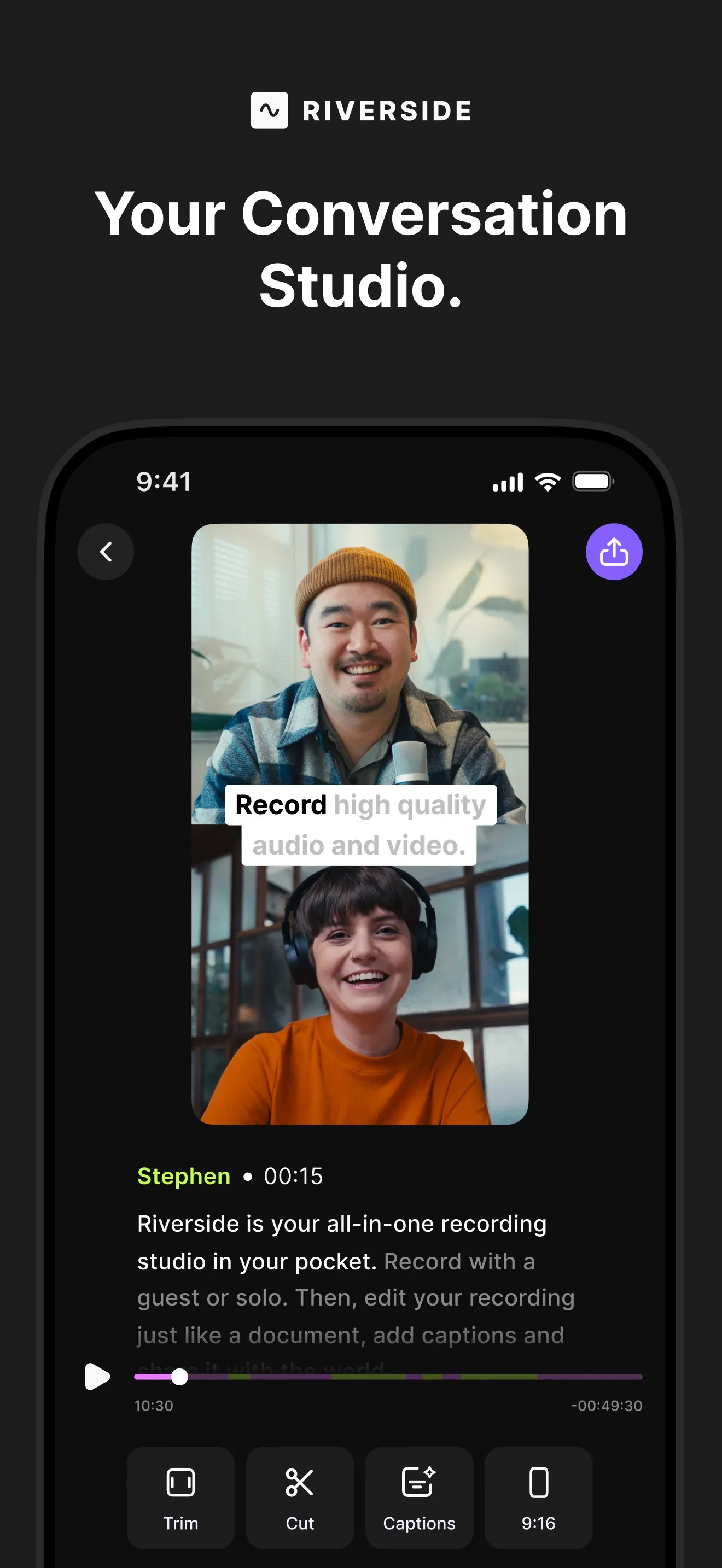 Riverside Podcast Video Studio iphone screenshot 1