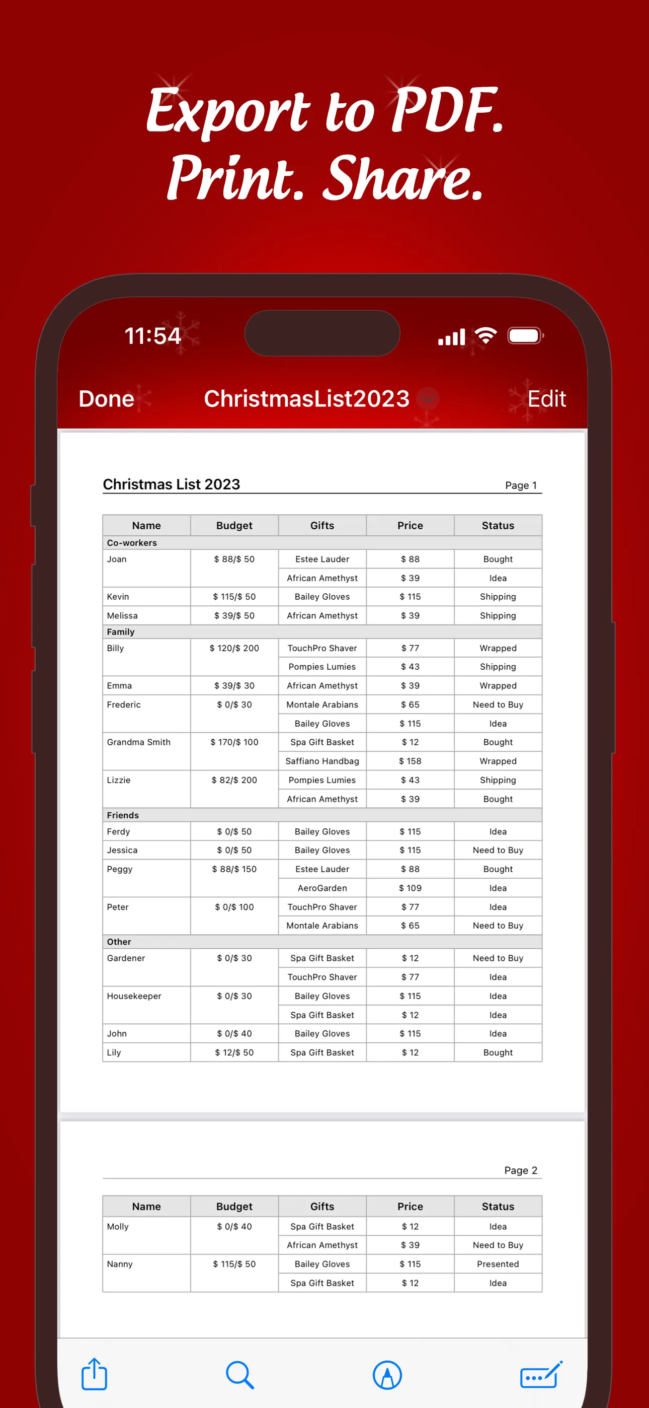 The Christmas Gift List Pro iphone screenshot 5