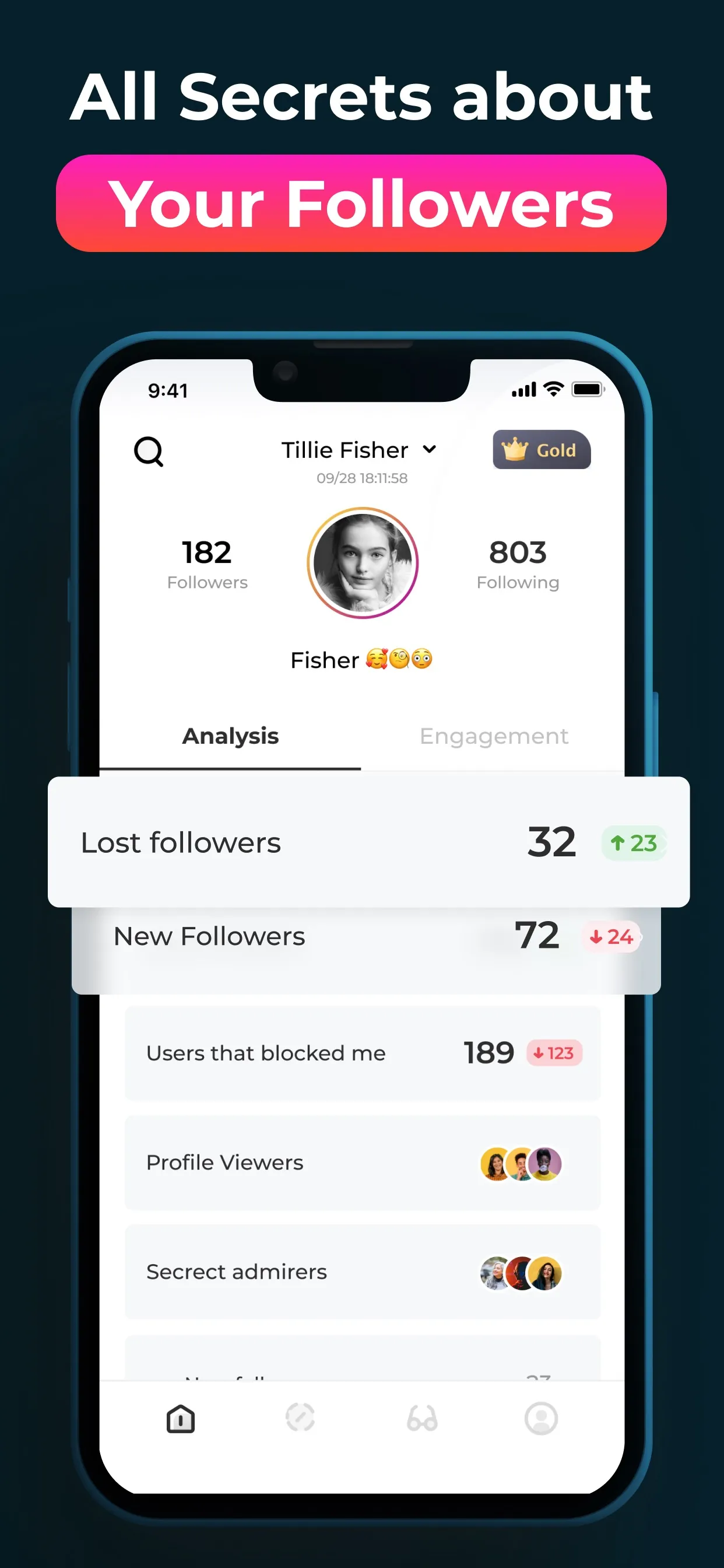 Followers Insights tracker iphone screenshot 1