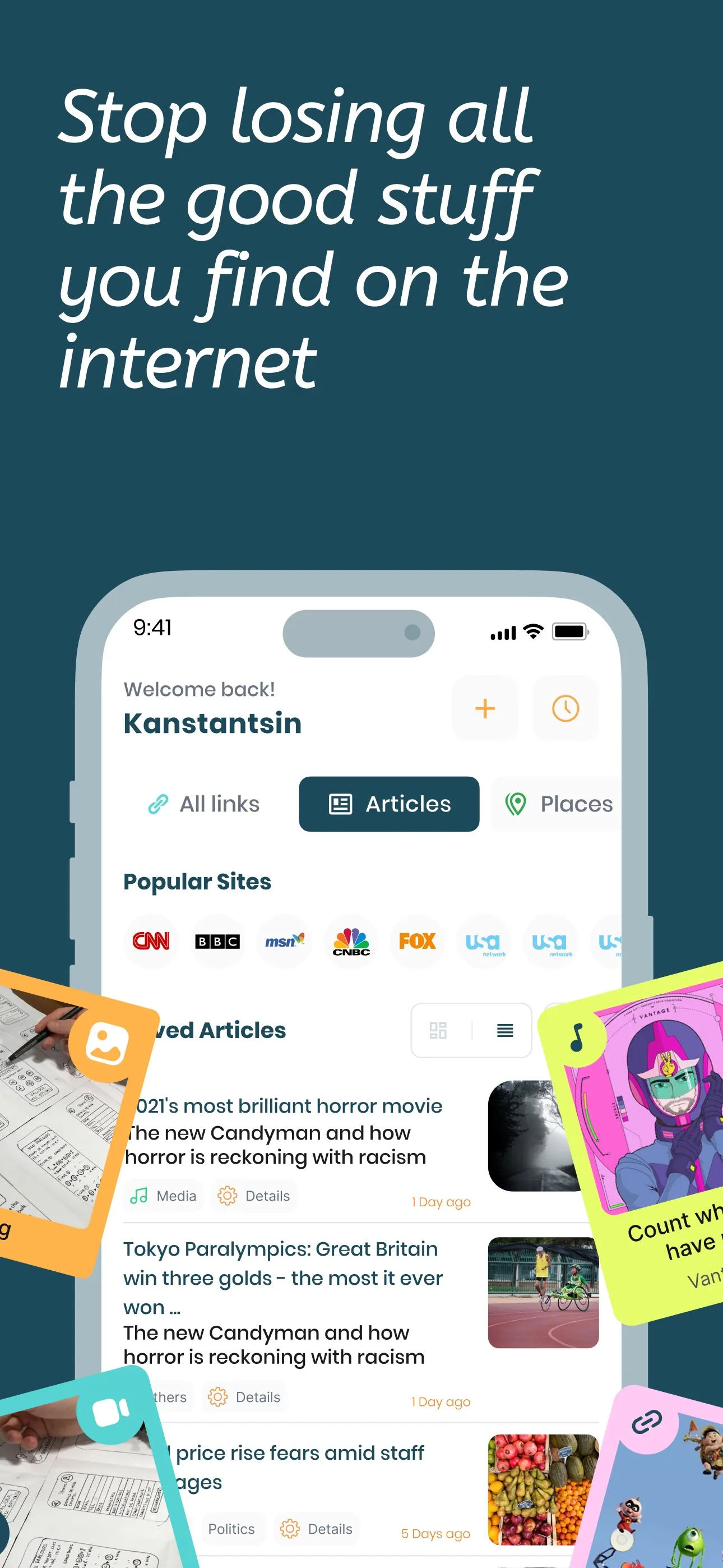 Stacks - Save and Share Links iphone screenshot 1