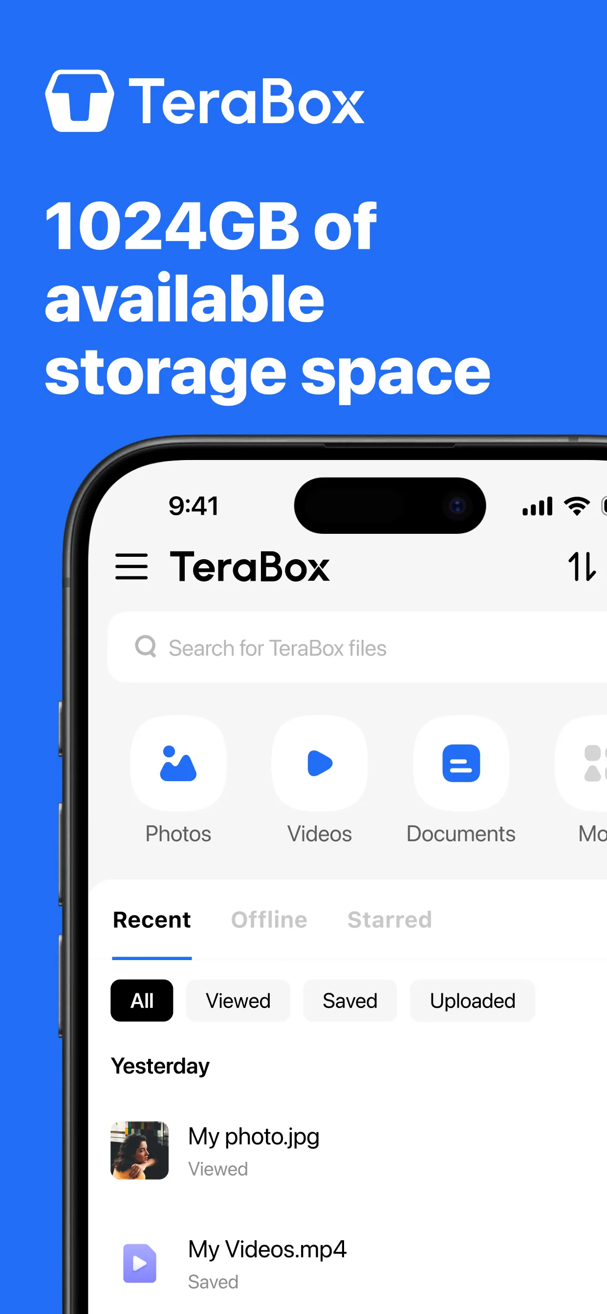 TeraBox: 1TB Cloud & AI Space iphone screenshot 1