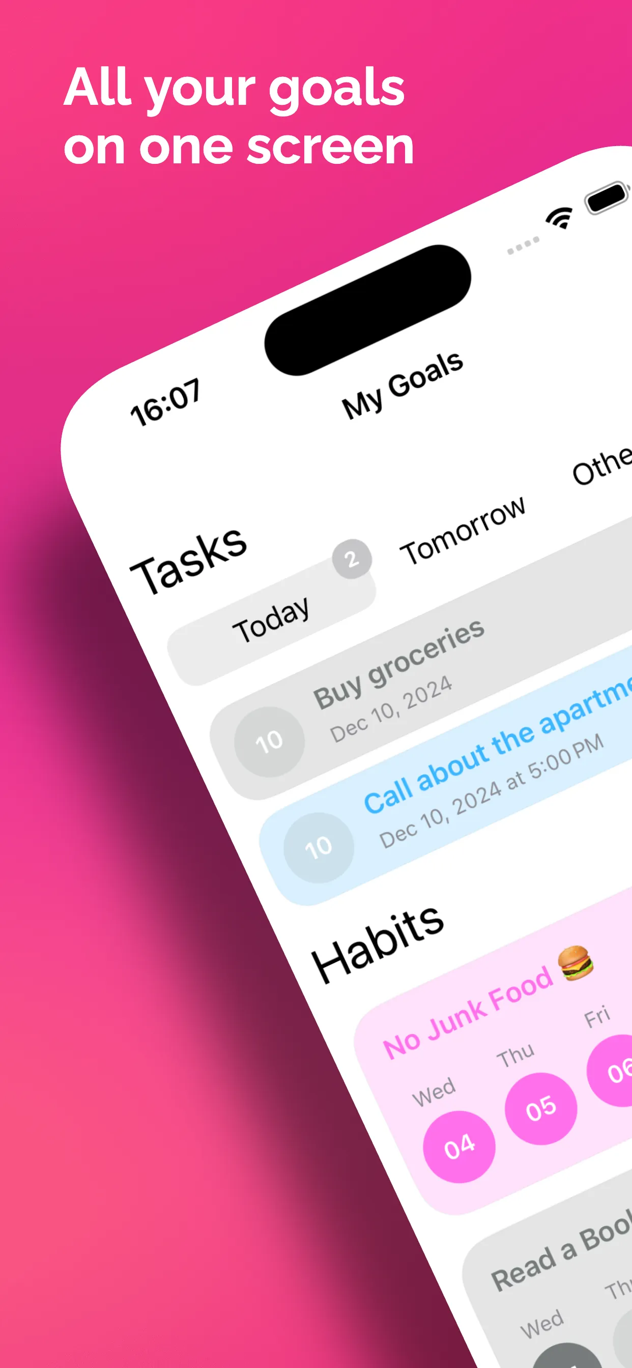 Goal: Habits & Tasks iphone screenshot 1