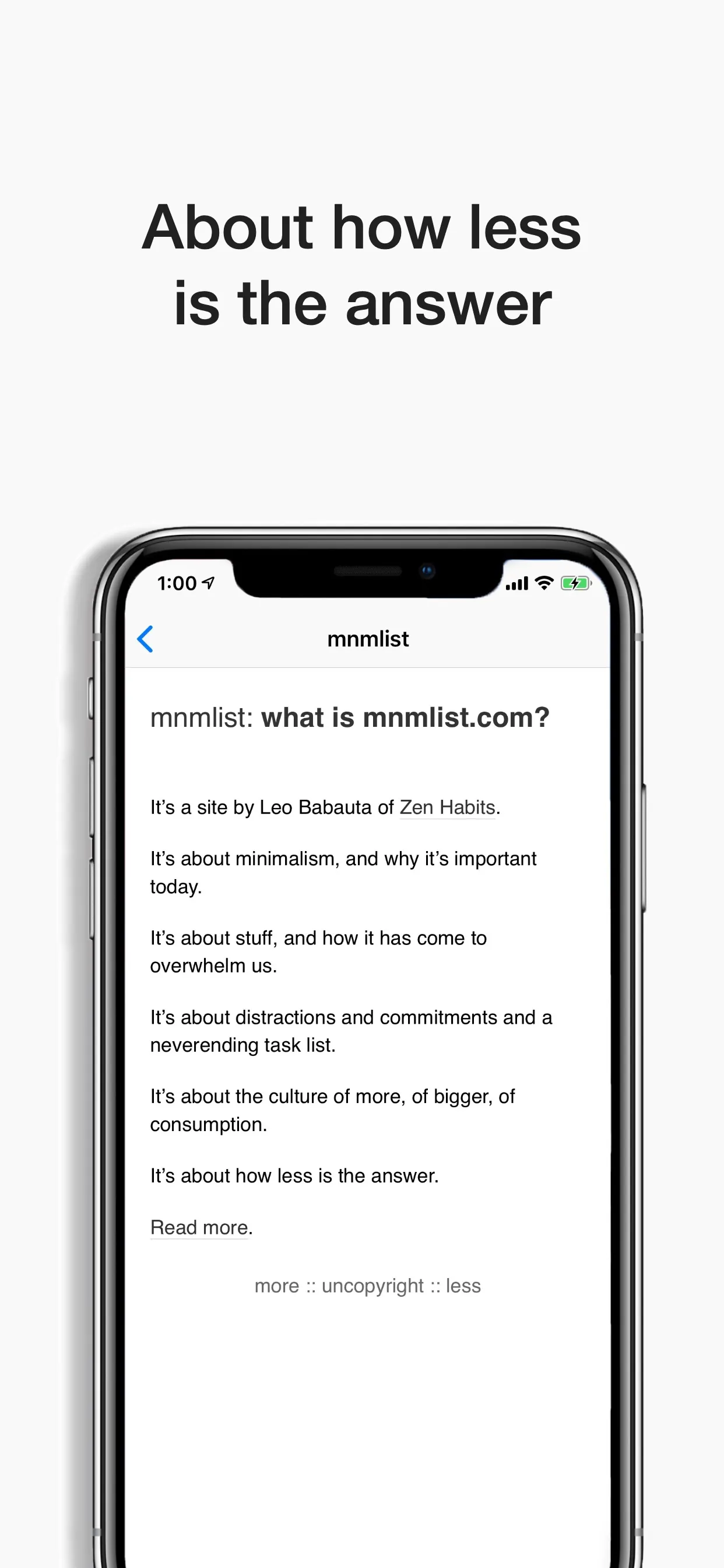 Minimalist: less is the answer iphone screenshot 2