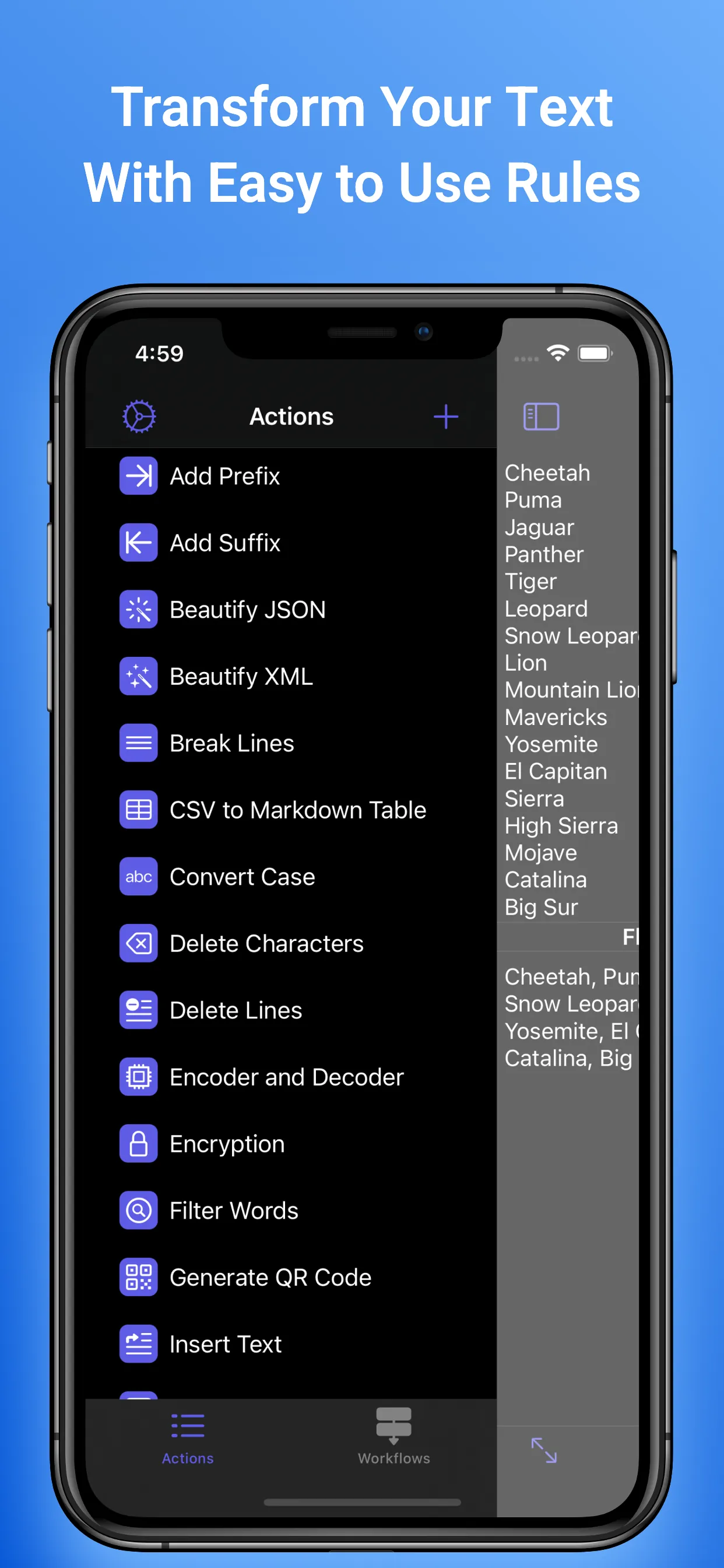 Text Workflow: Text Processing iphone screenshot 1