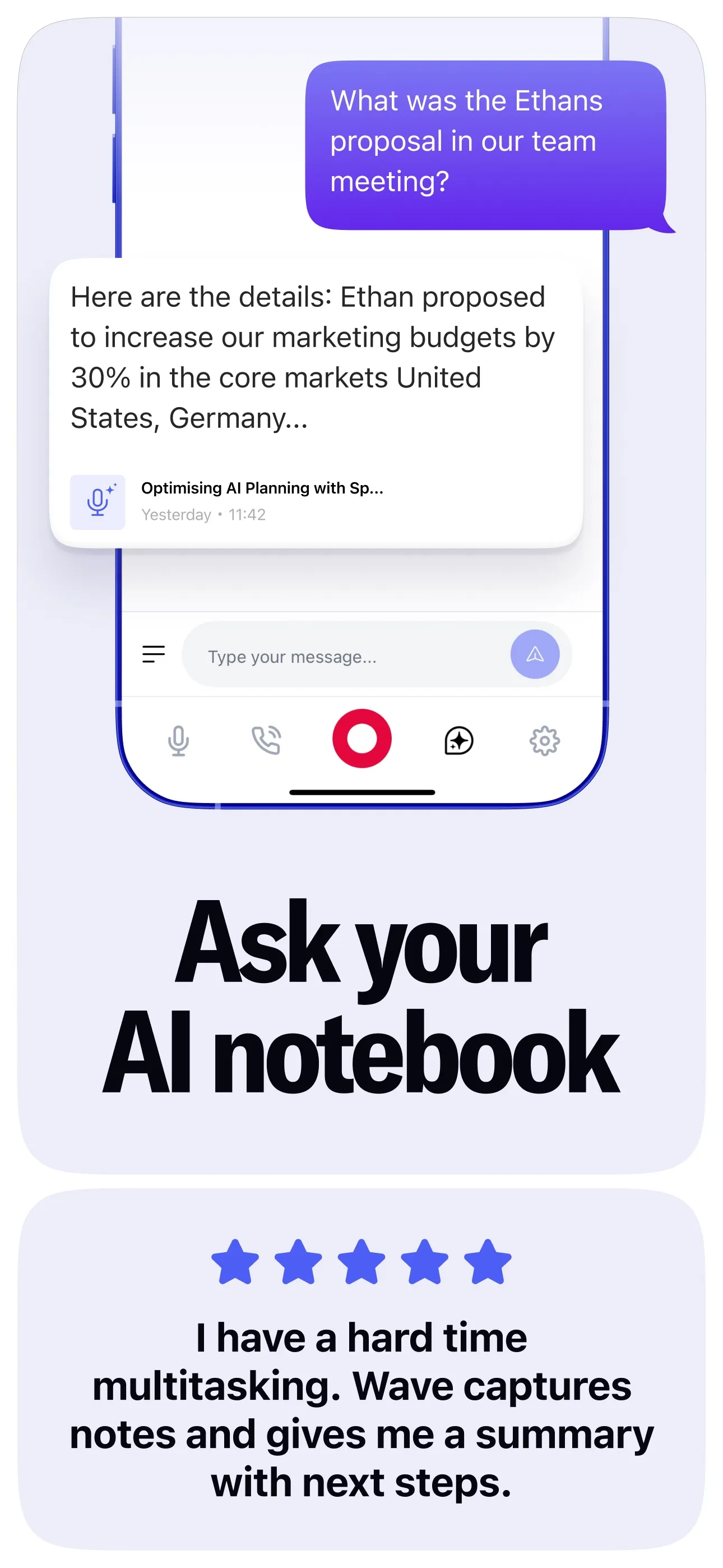 Wave AI Note Taker iphone screenshot 3