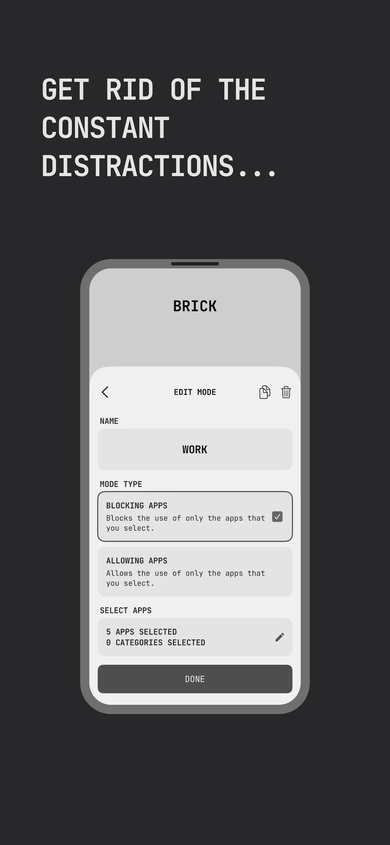 Brick - Ditch Distractions iphone screenshot 1