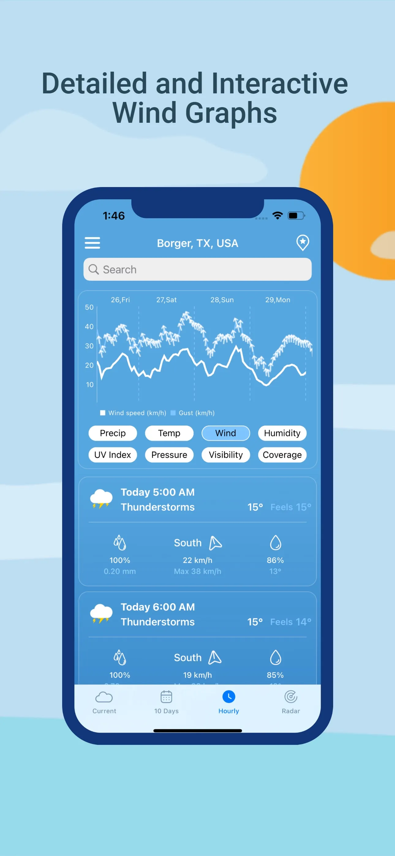 Dark Sky Tech Weather App iphone screenshot 2