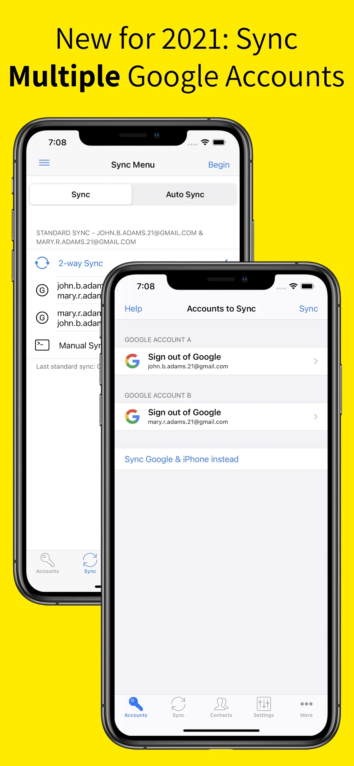 Contacts Sync: Google & More iphone screenshot 2