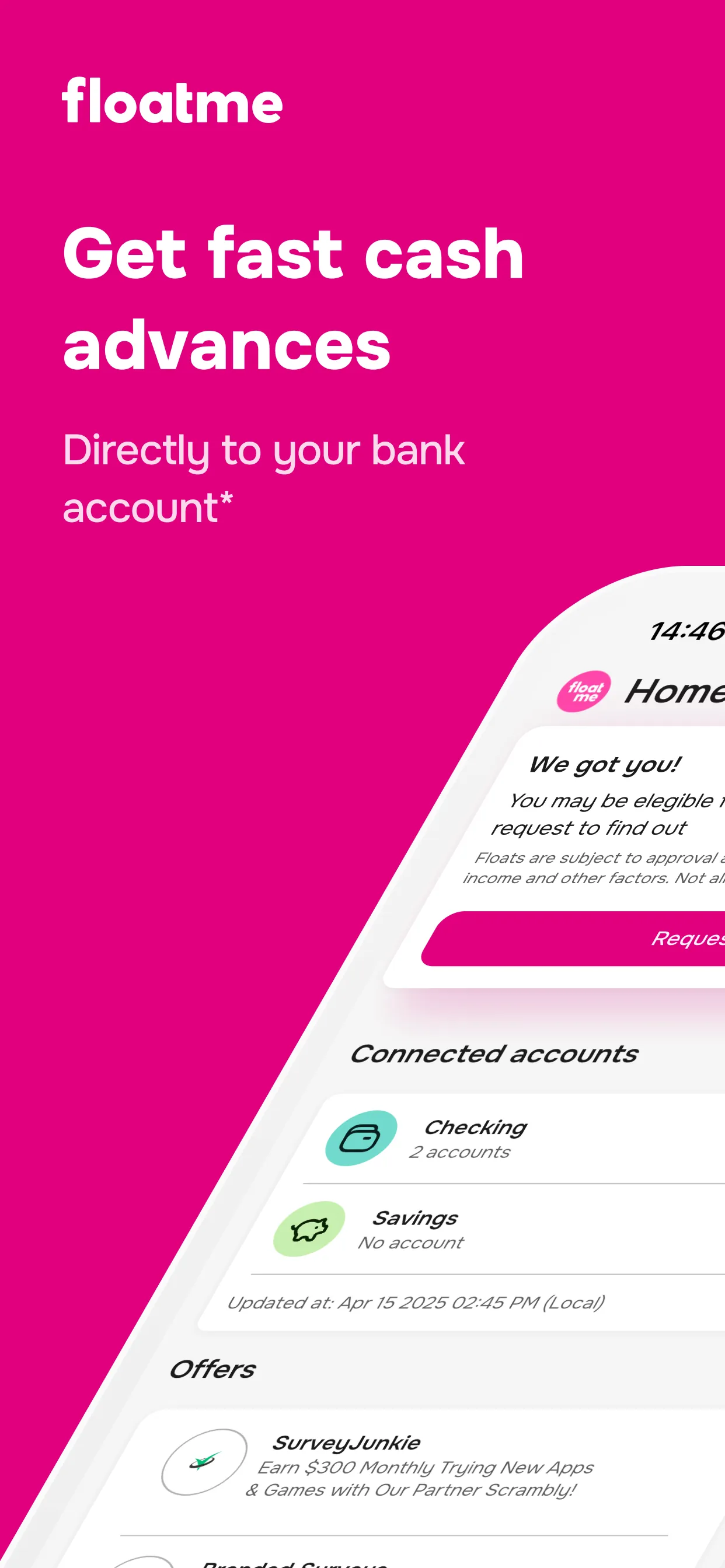 FloatMe: Fast Cash Advance App iphone screenshot 1