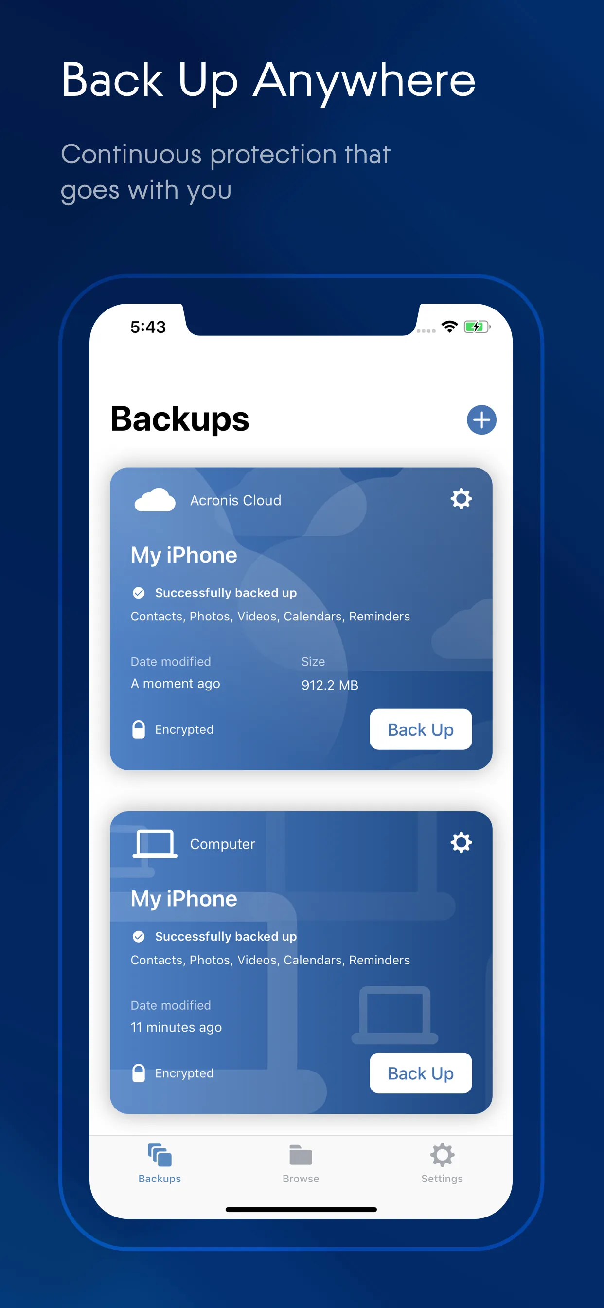 Acronis Mobile iphone screenshot 1