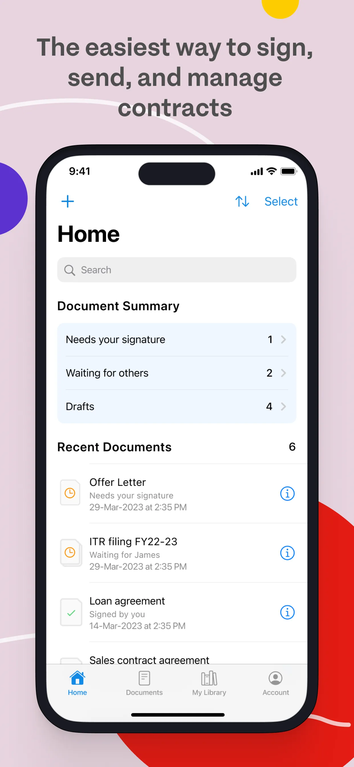 Signeasy－Sign & Send Documents iphone screenshot 1