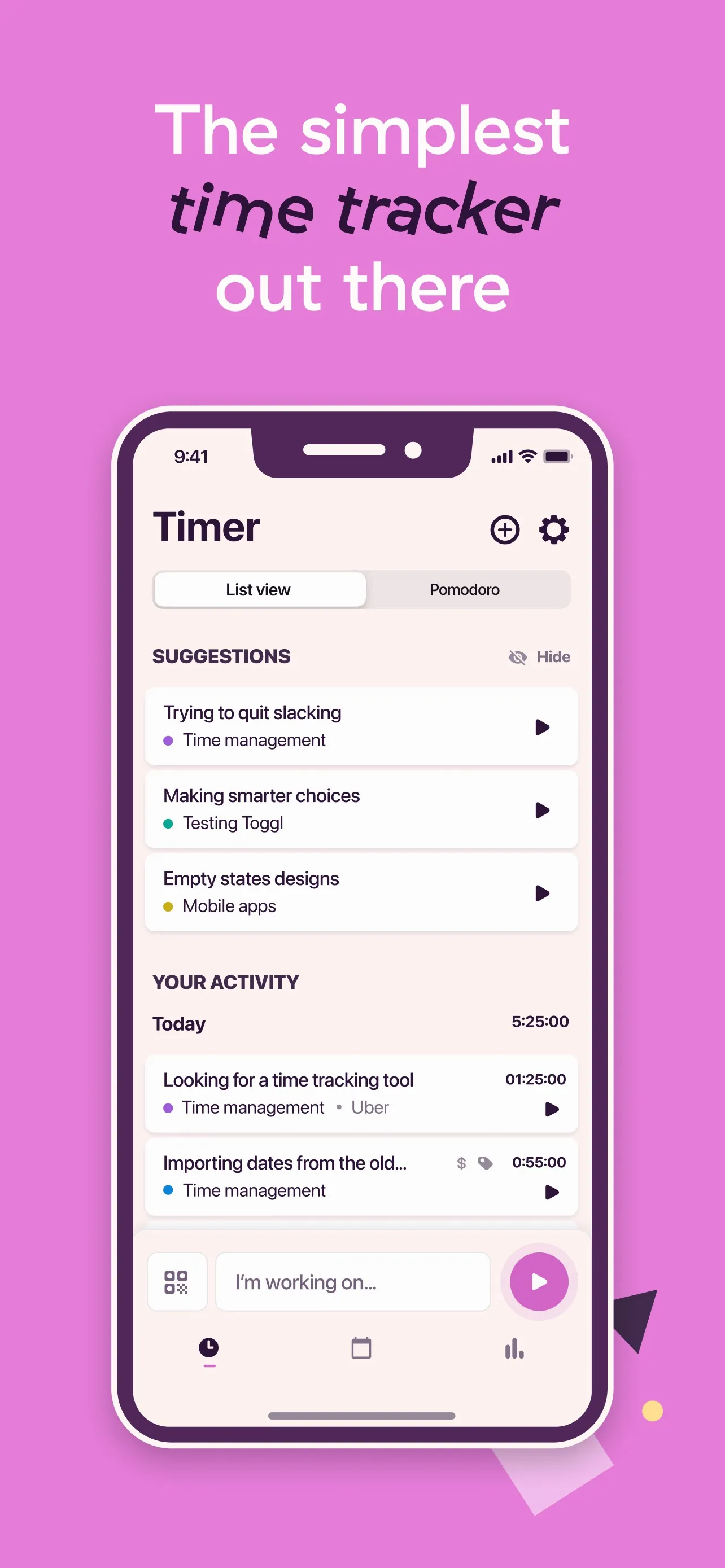 Toggl Track: Hours & Time Log iphone screenshot 2