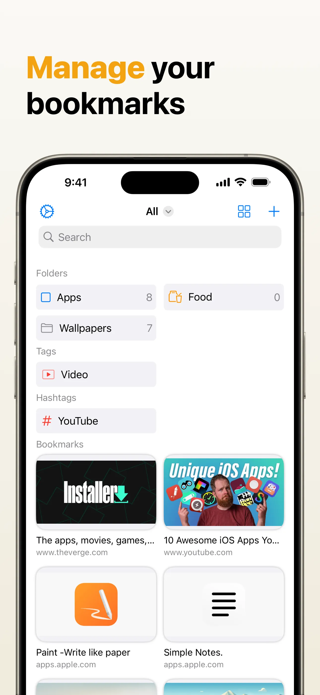 Bookmarks - URL Manager iphone screenshot 1